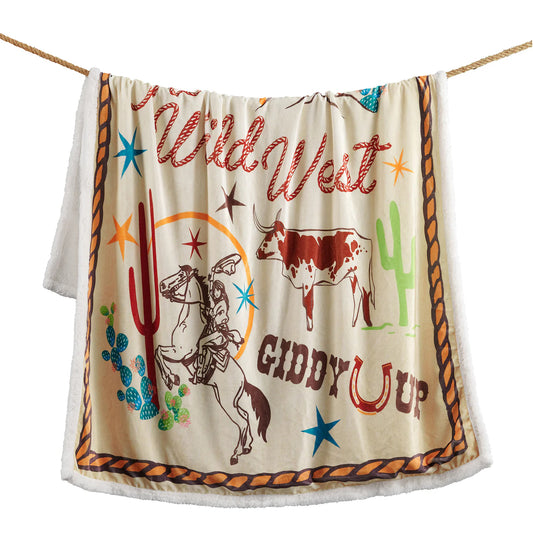 Retro Rodeo Campfire Sherpa Throw
