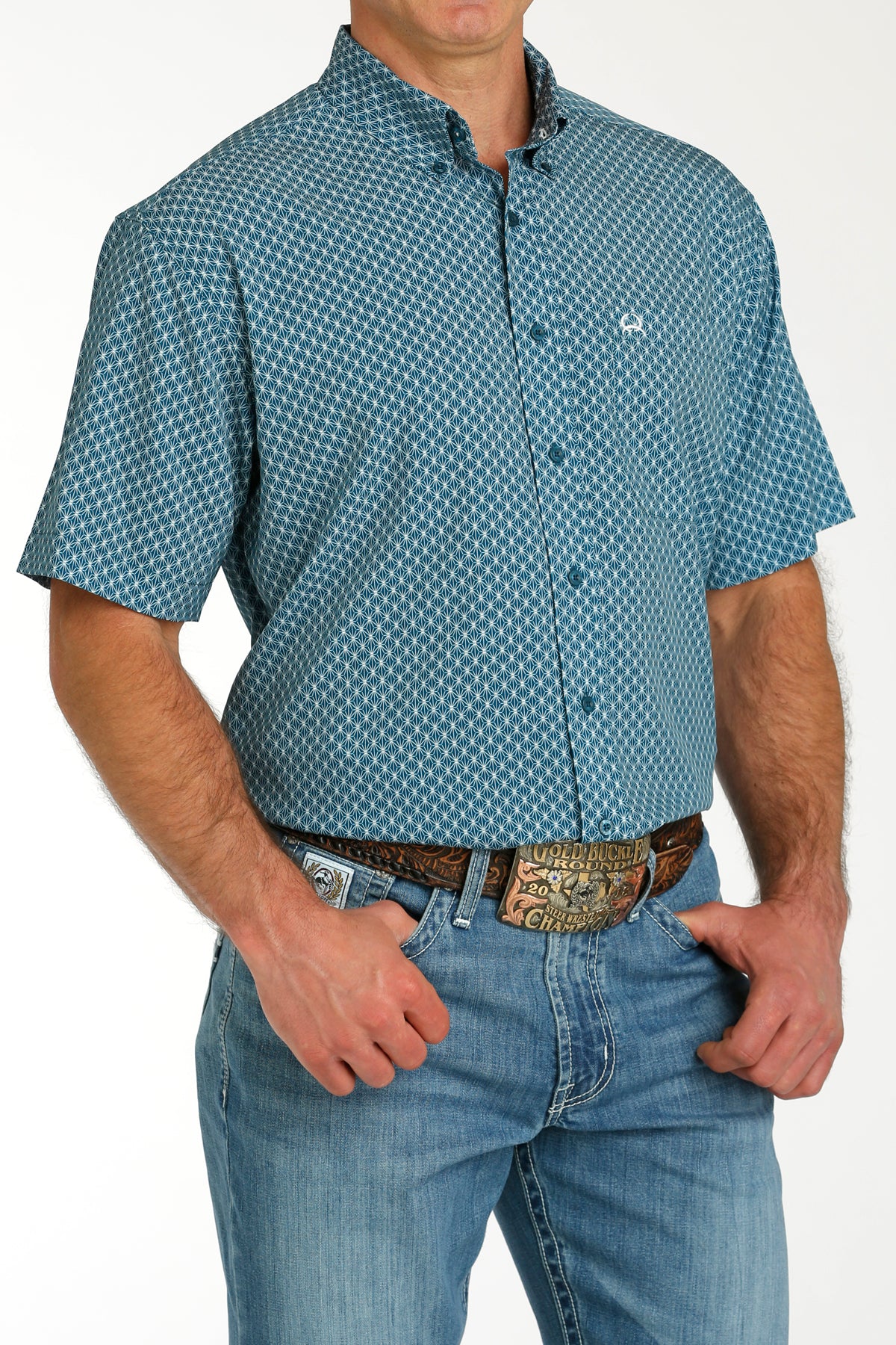 Cinch Men’s SS Teal Shirt (4139)