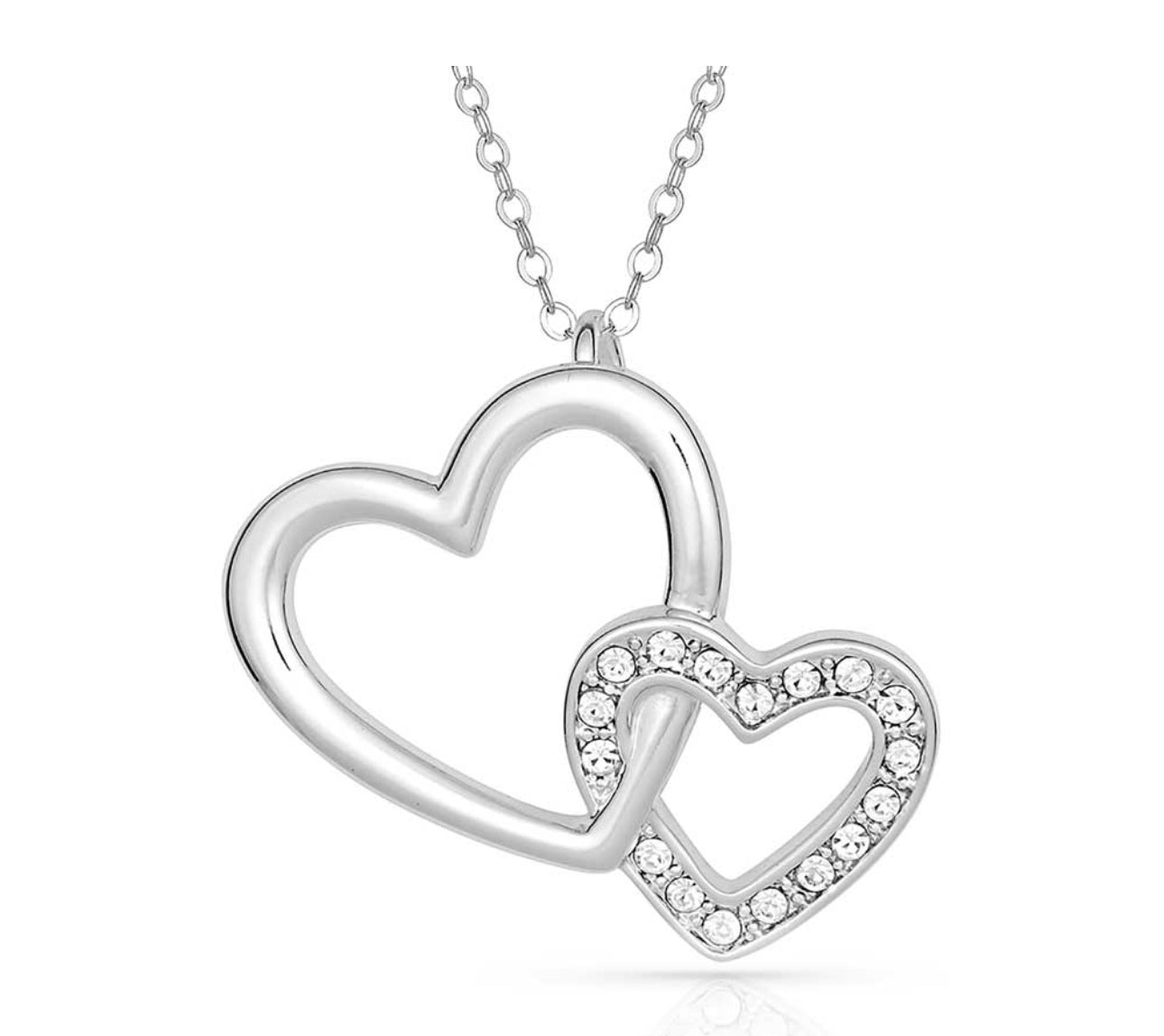 Double Heart with Crystal Necklace