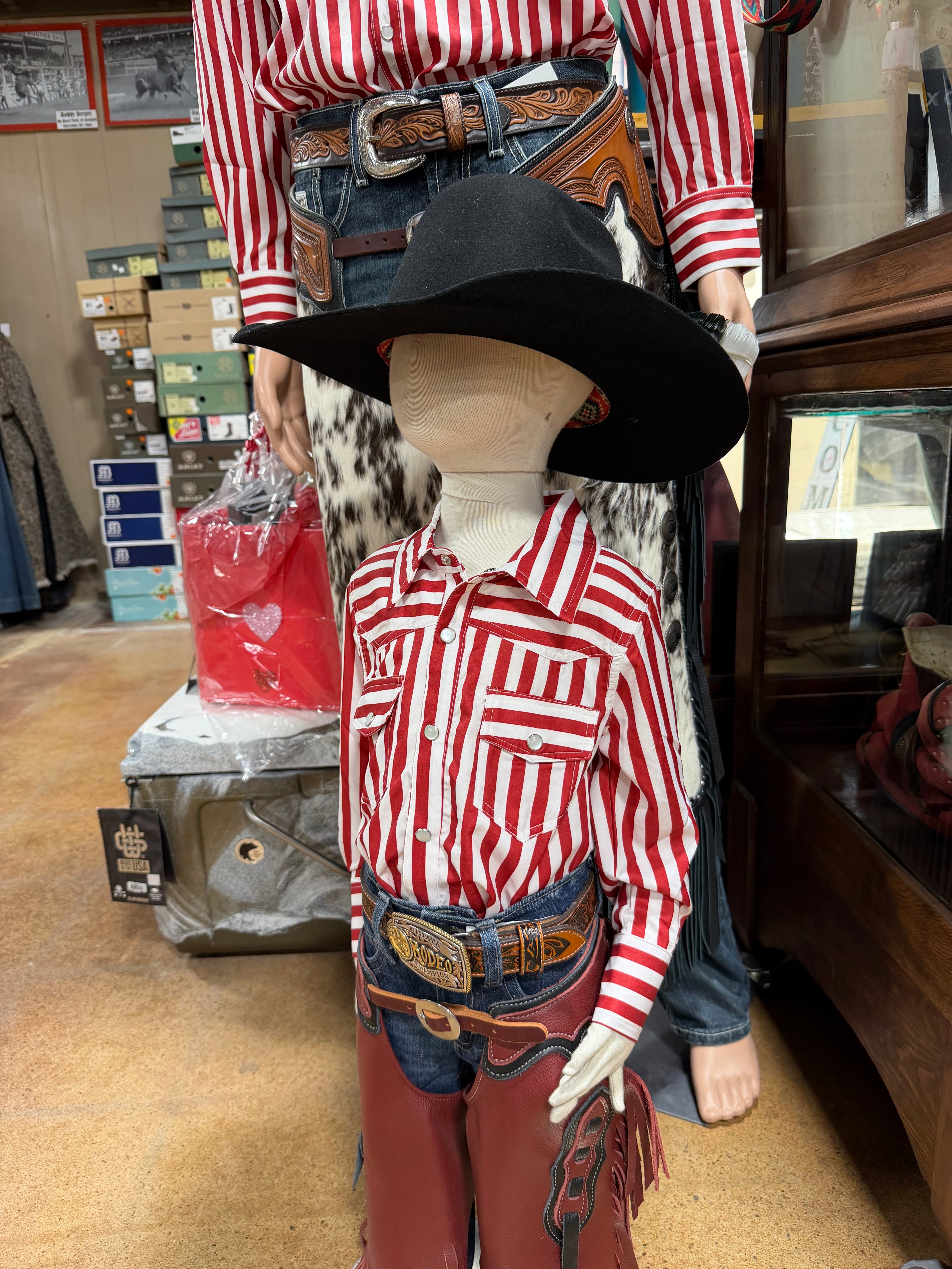 Boy’s Red & White Stripe Button Down