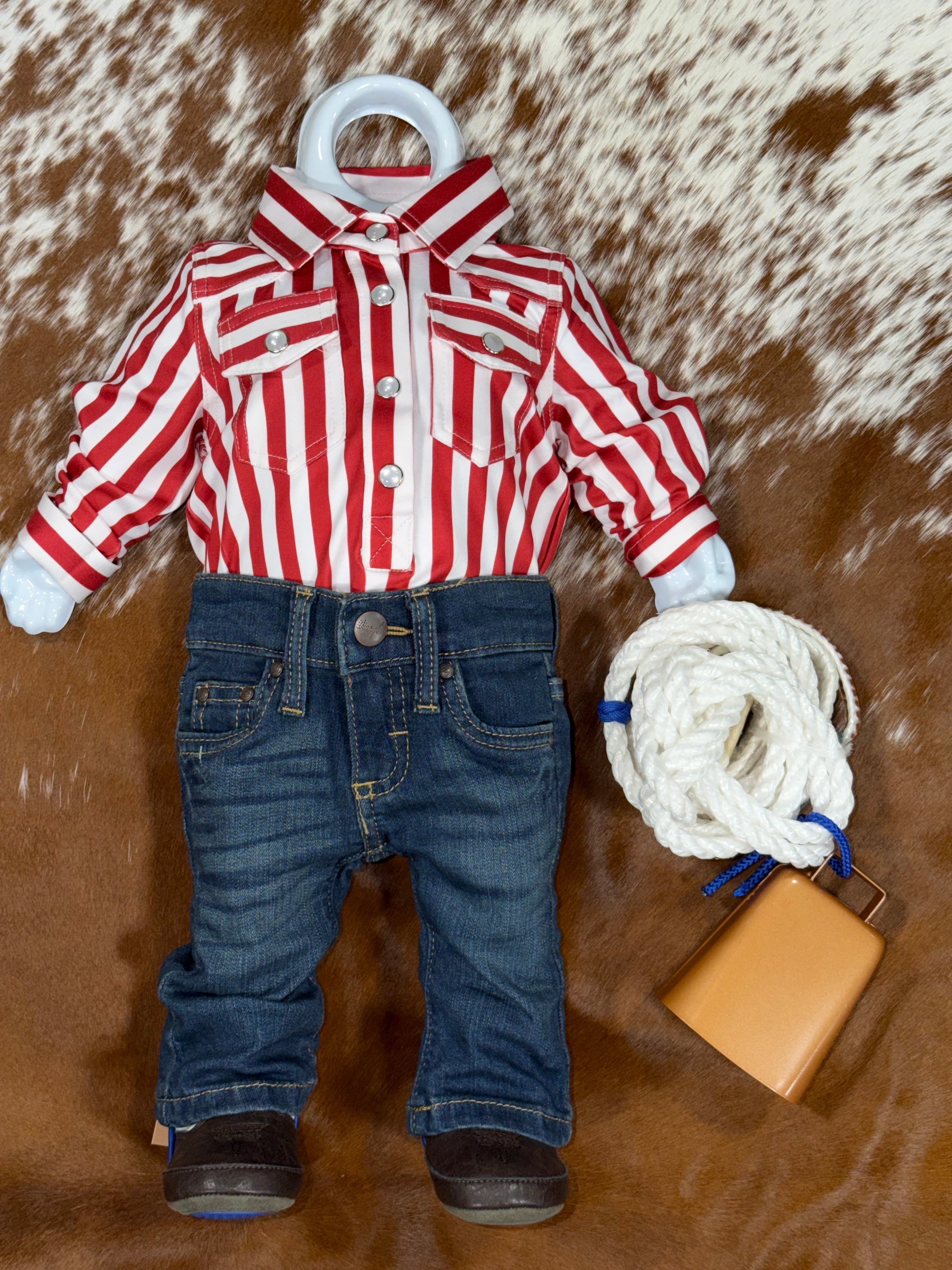 Infant Red & White Stripe Onesie