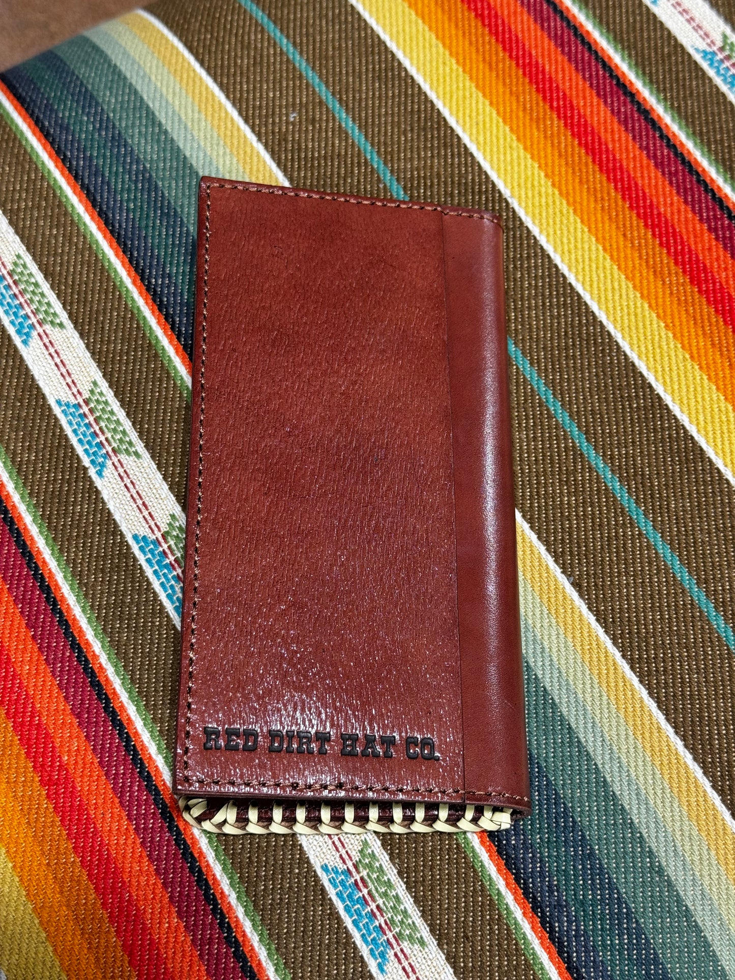 Red Dirt Hat Blue Aztec Buck Stitch Rodeo Wallet (76W4)