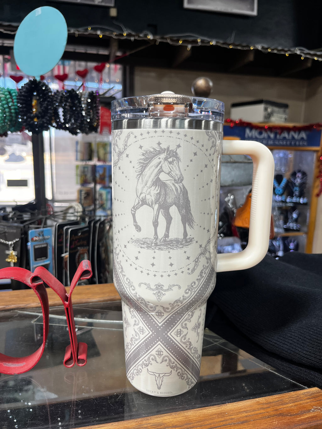 Beige Horse Cattle Brand Tumbler