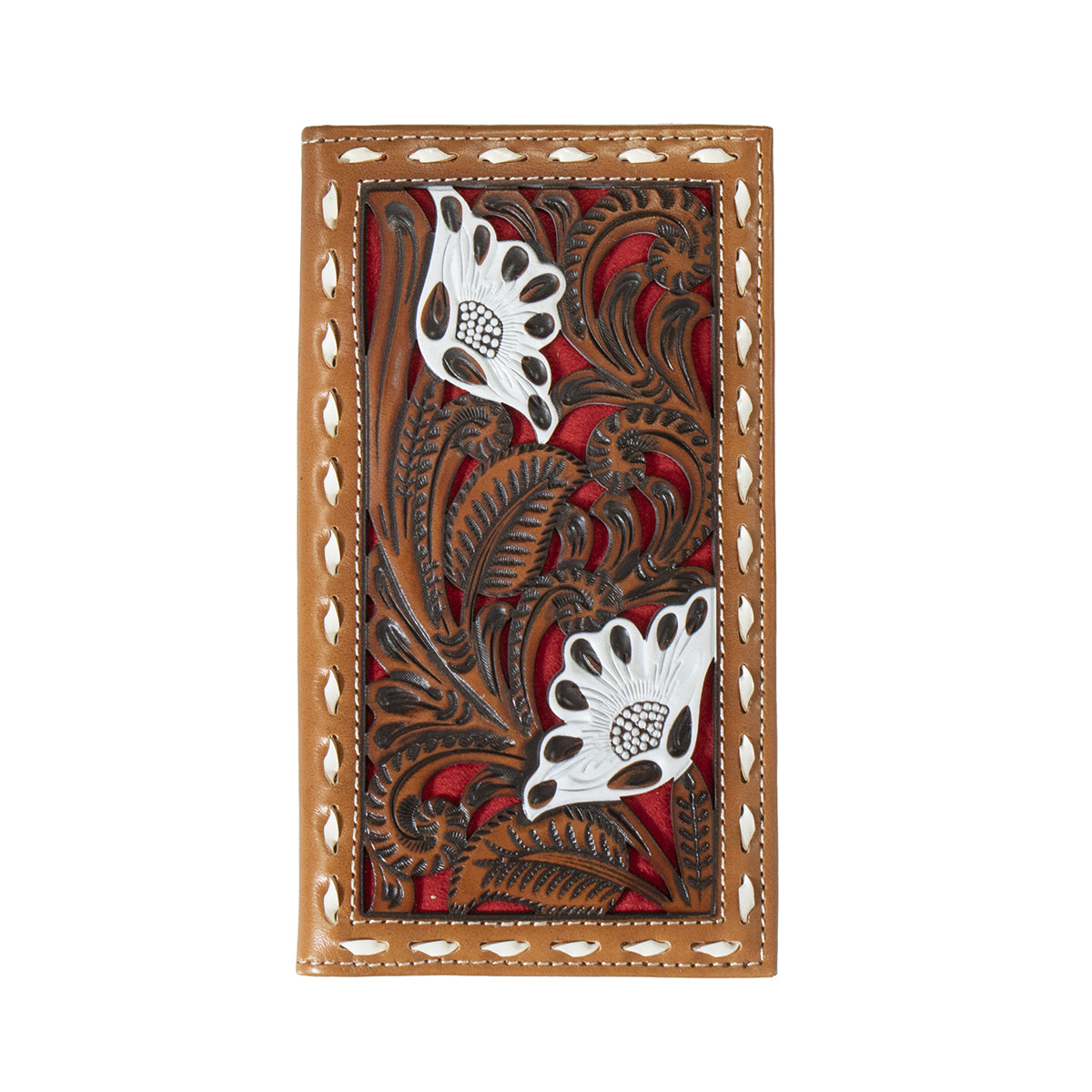 Nocona Red Inlay Tooled Rideo Wallet (4804)