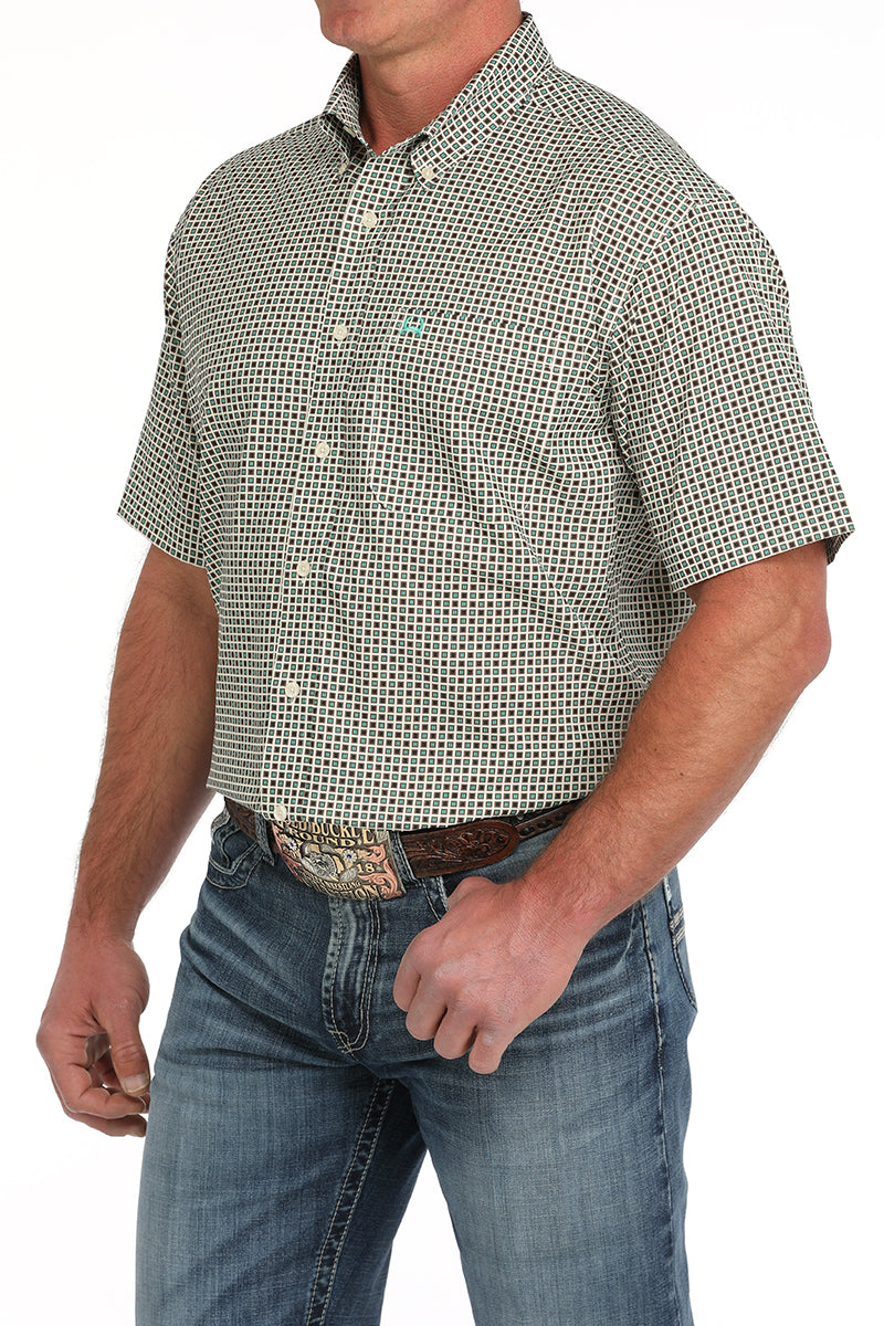 Cinch Men’s Green Patterned SS Shirt (4148)