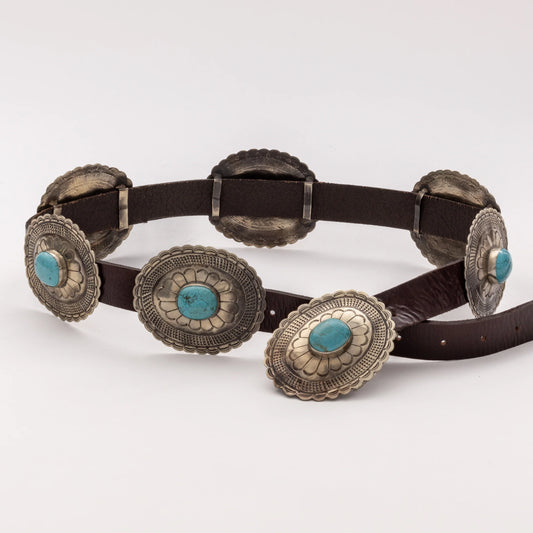 Oval Concho Belt with Turquoise