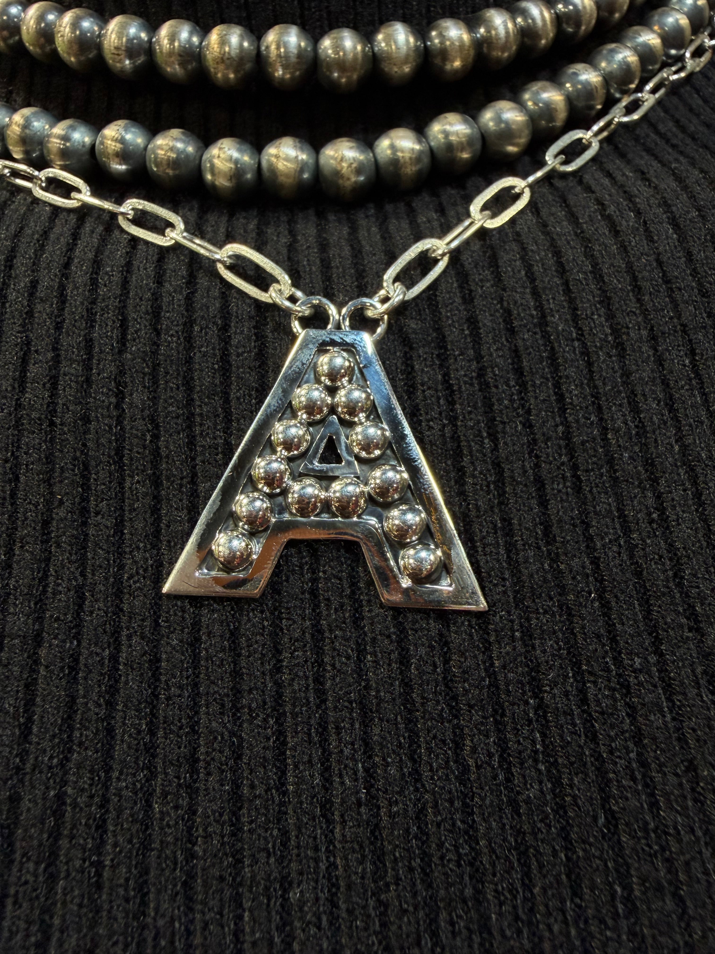 Navajo Pearl Initial Necklace