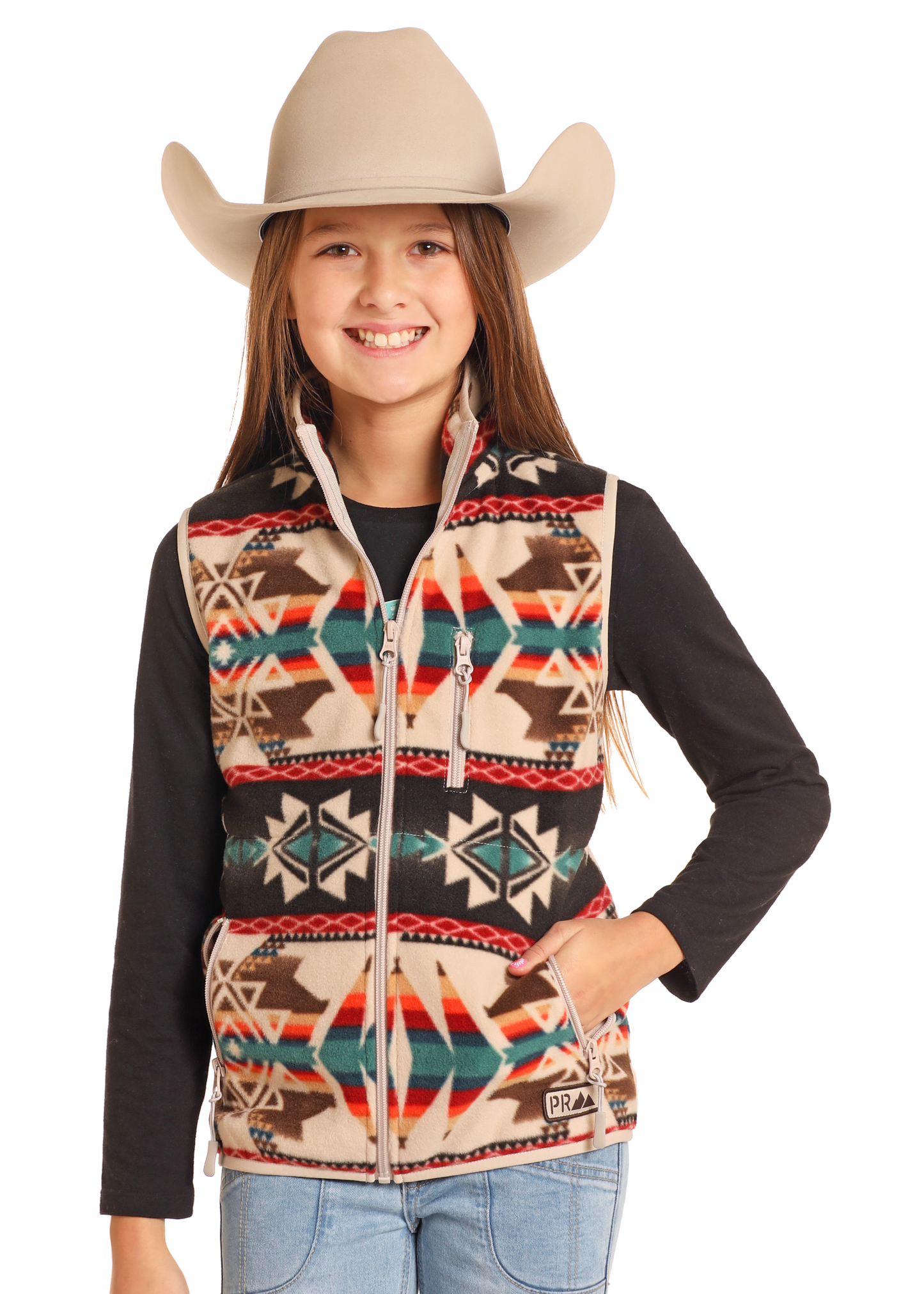 Girl’s Aztec Printed Fleece Vest(4078)