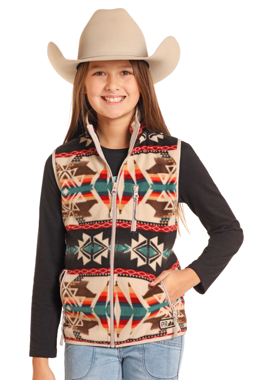 Girl’s Aztec Printed Fleece Vest(4078)