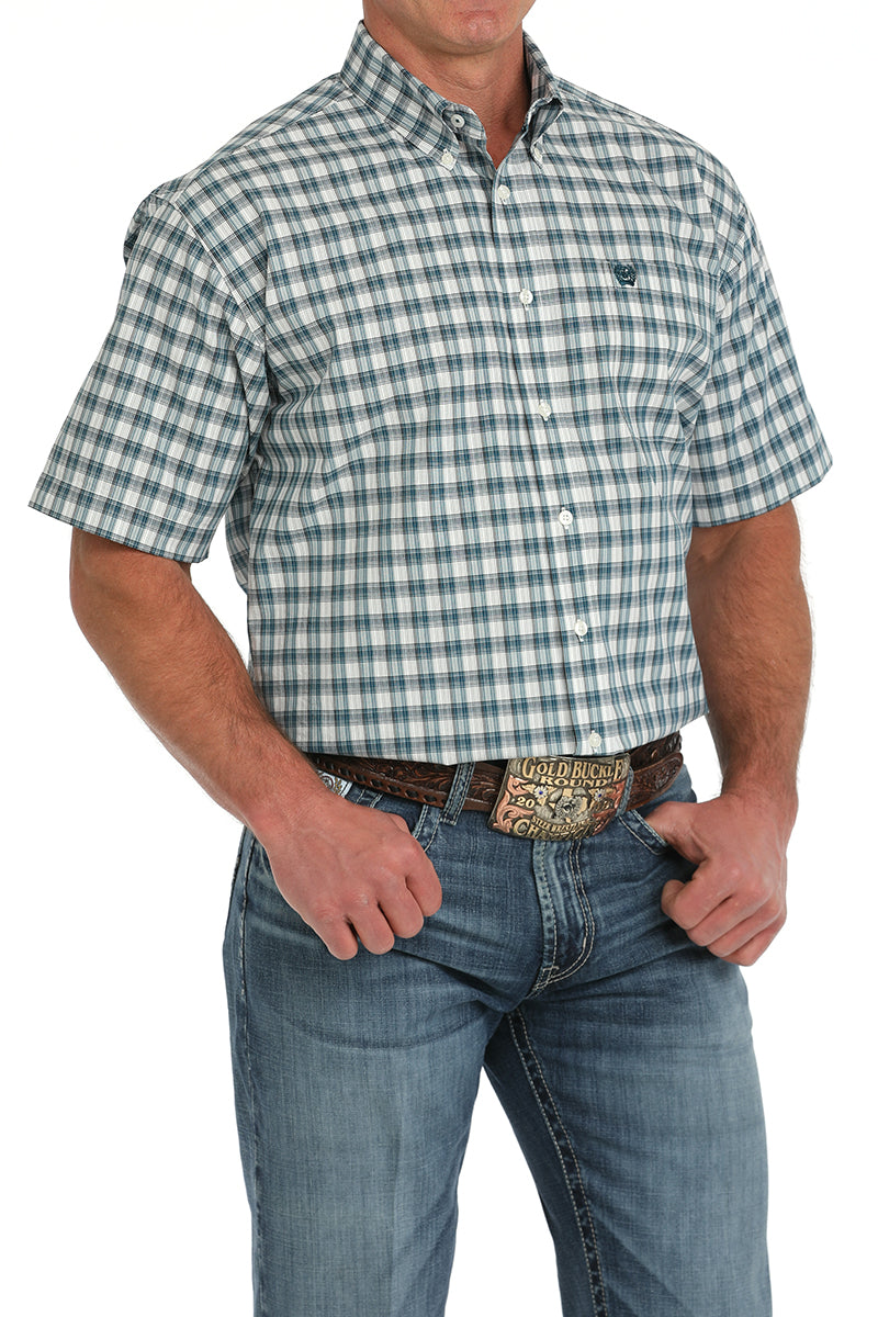 Cinch Blue Plaid SS Shirt (1477)