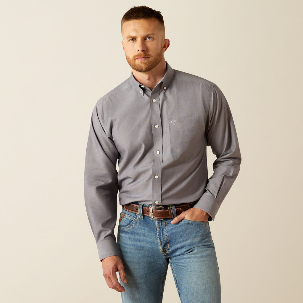 Men’s Wrinkle Free Solid Grey Shirt (8804)