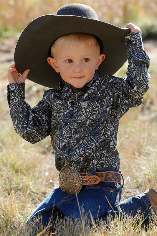 Toddler Cinch Black/Grey Paisley Shirt (1350)