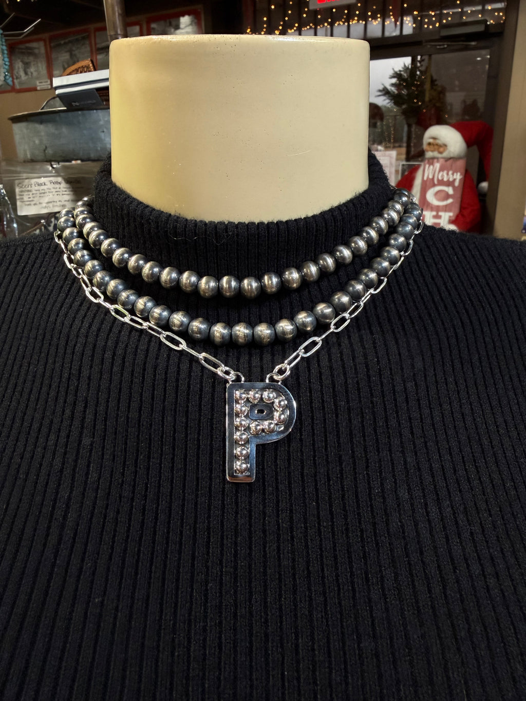Navajo Pearl Initial Necklace