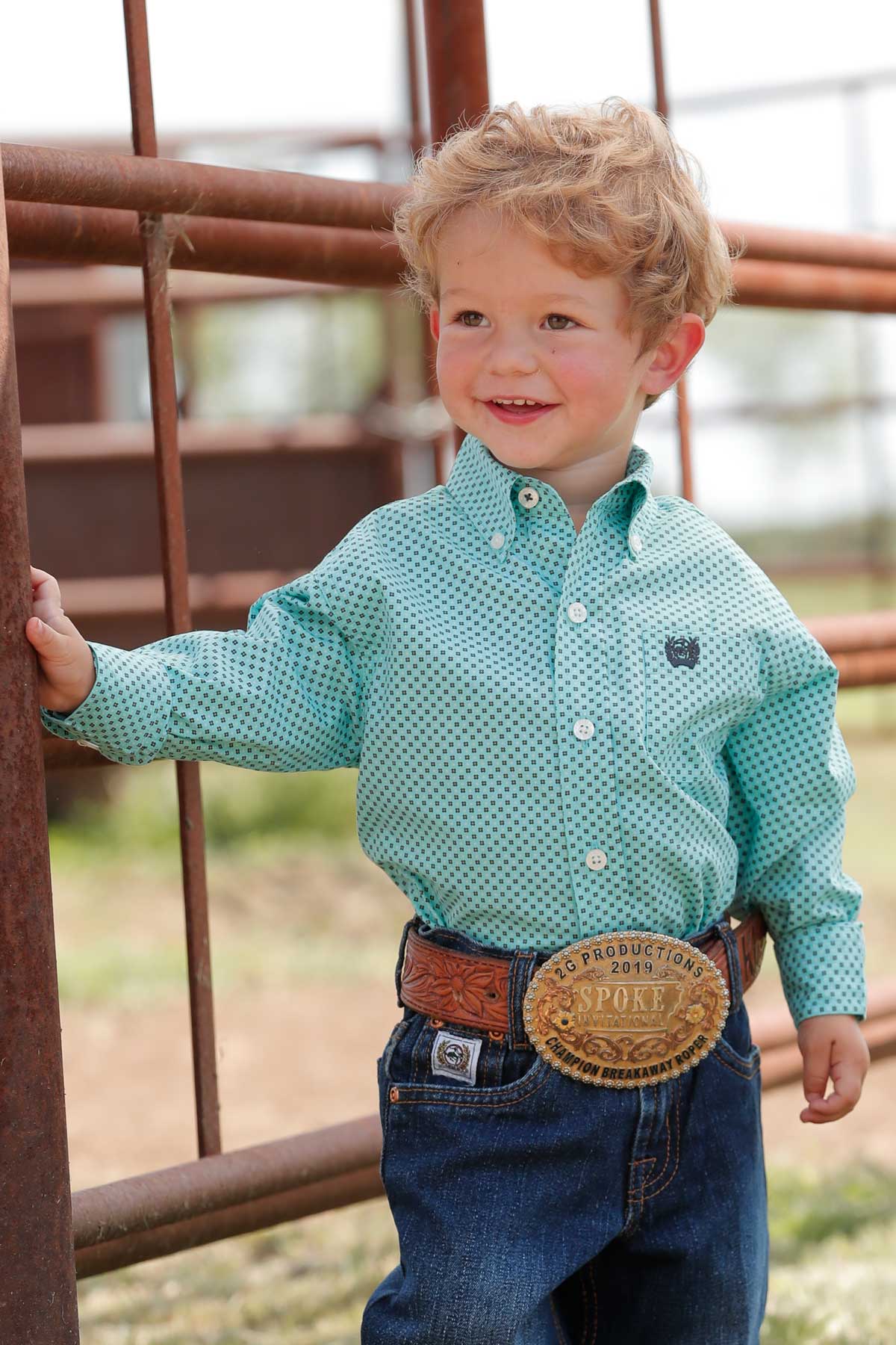 Infant Toddler Light Blue Pattern Shirt Frost Ranch Wear Infant toddler light blue pattern shirt frost ranch wear