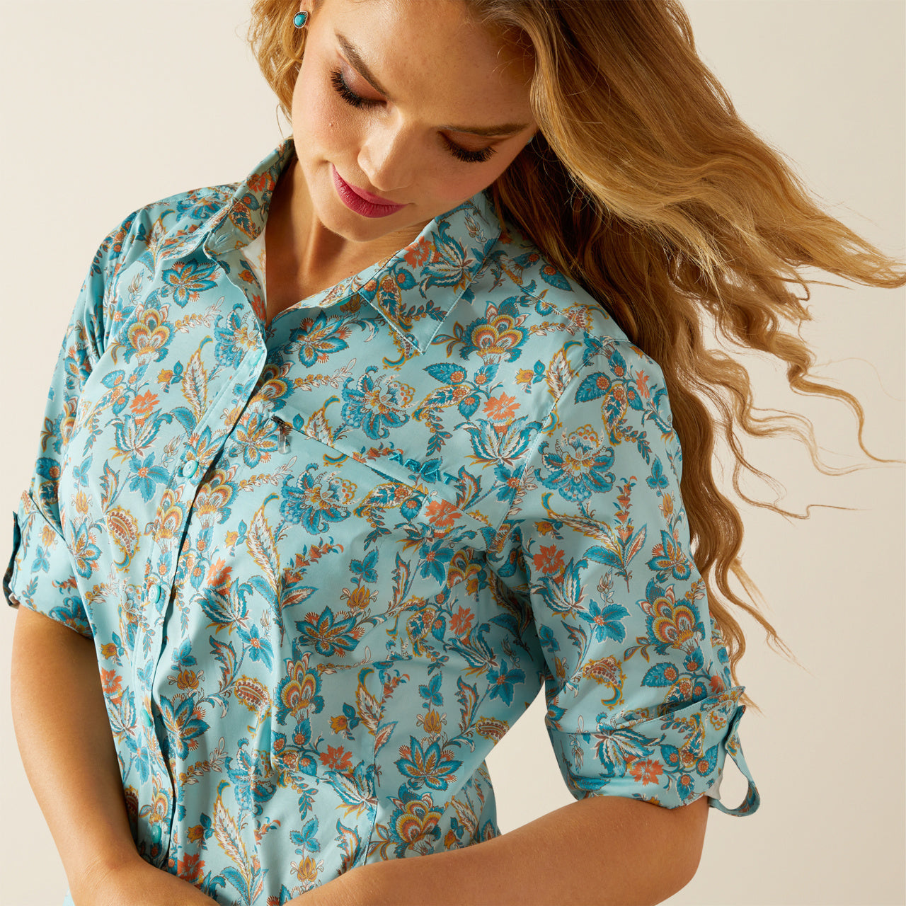 Ariat Blue Paisley Floral Shirt (8801)