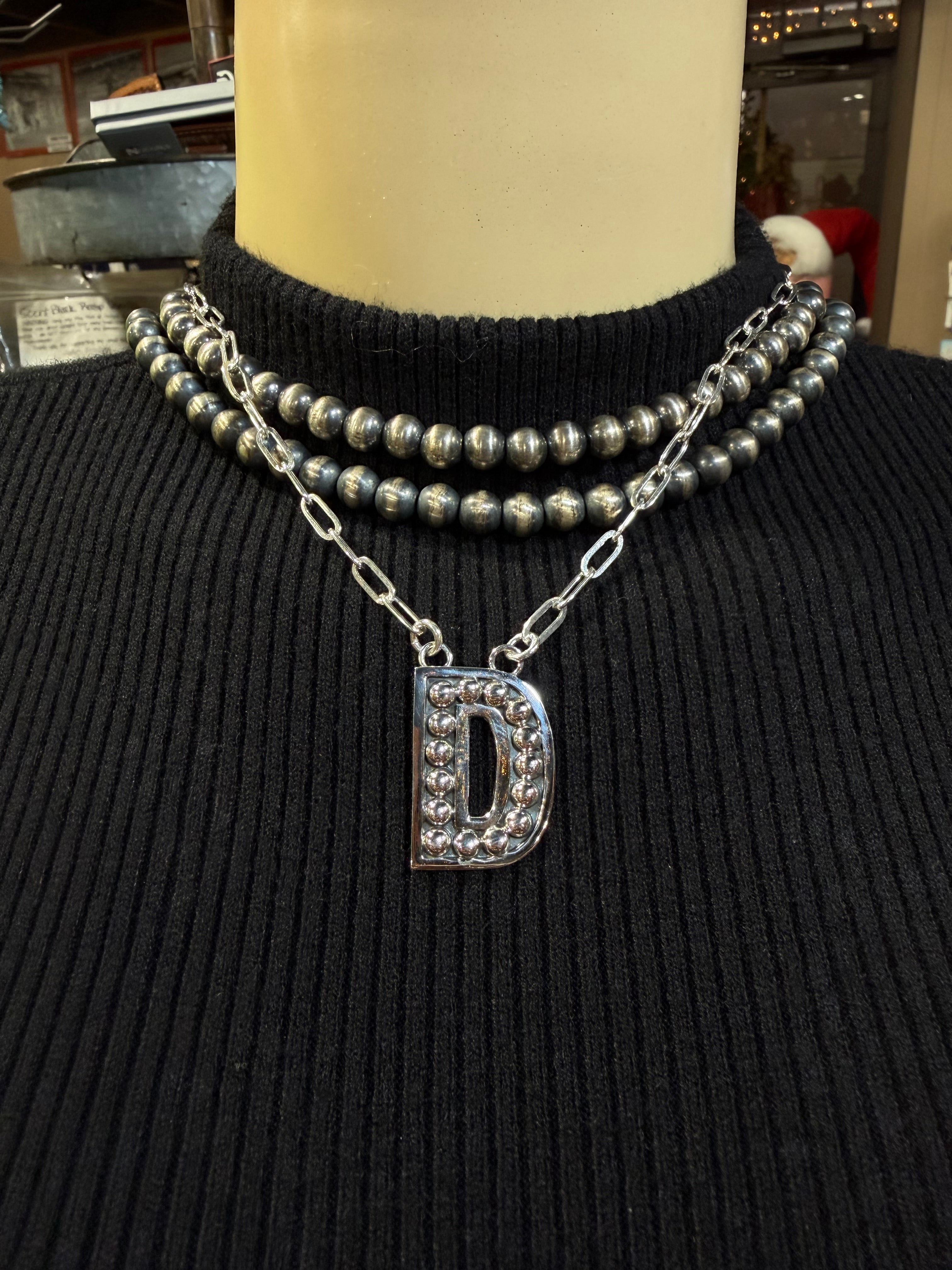 Navajo Pearl Initial Necklace