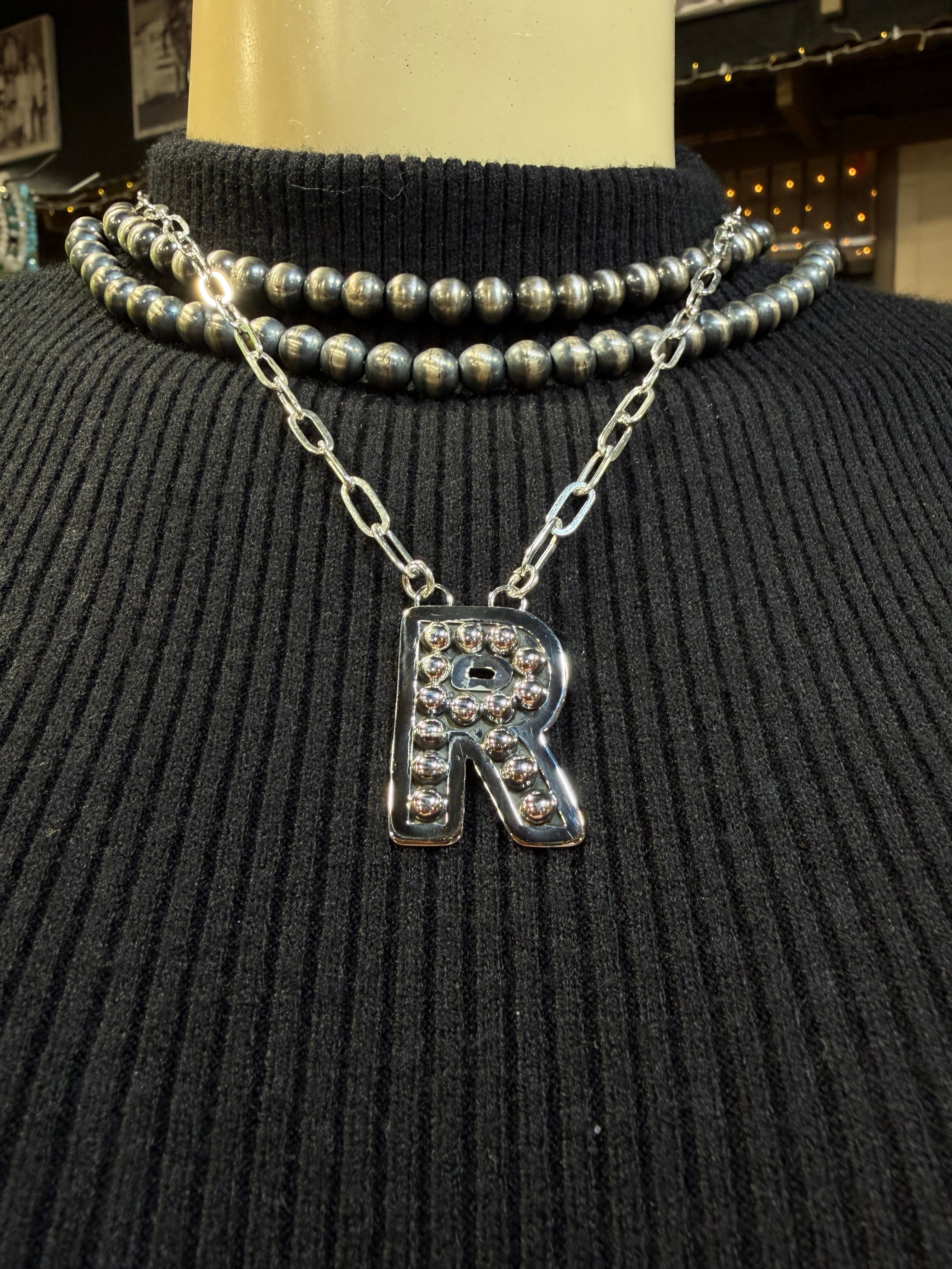 Navajo Pearl Initial Necklace
