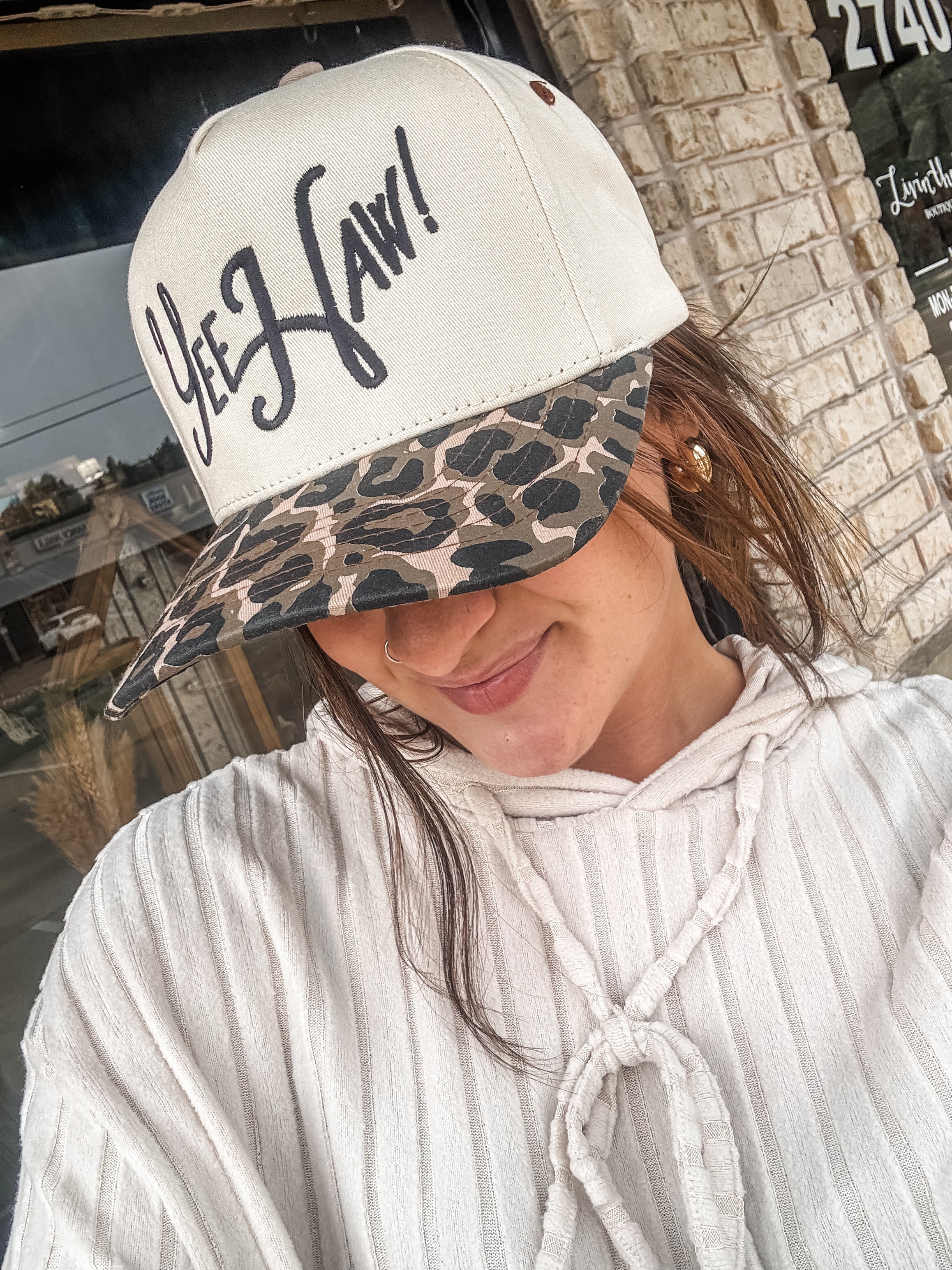 Yeehaw on Cheetah Bill Cap