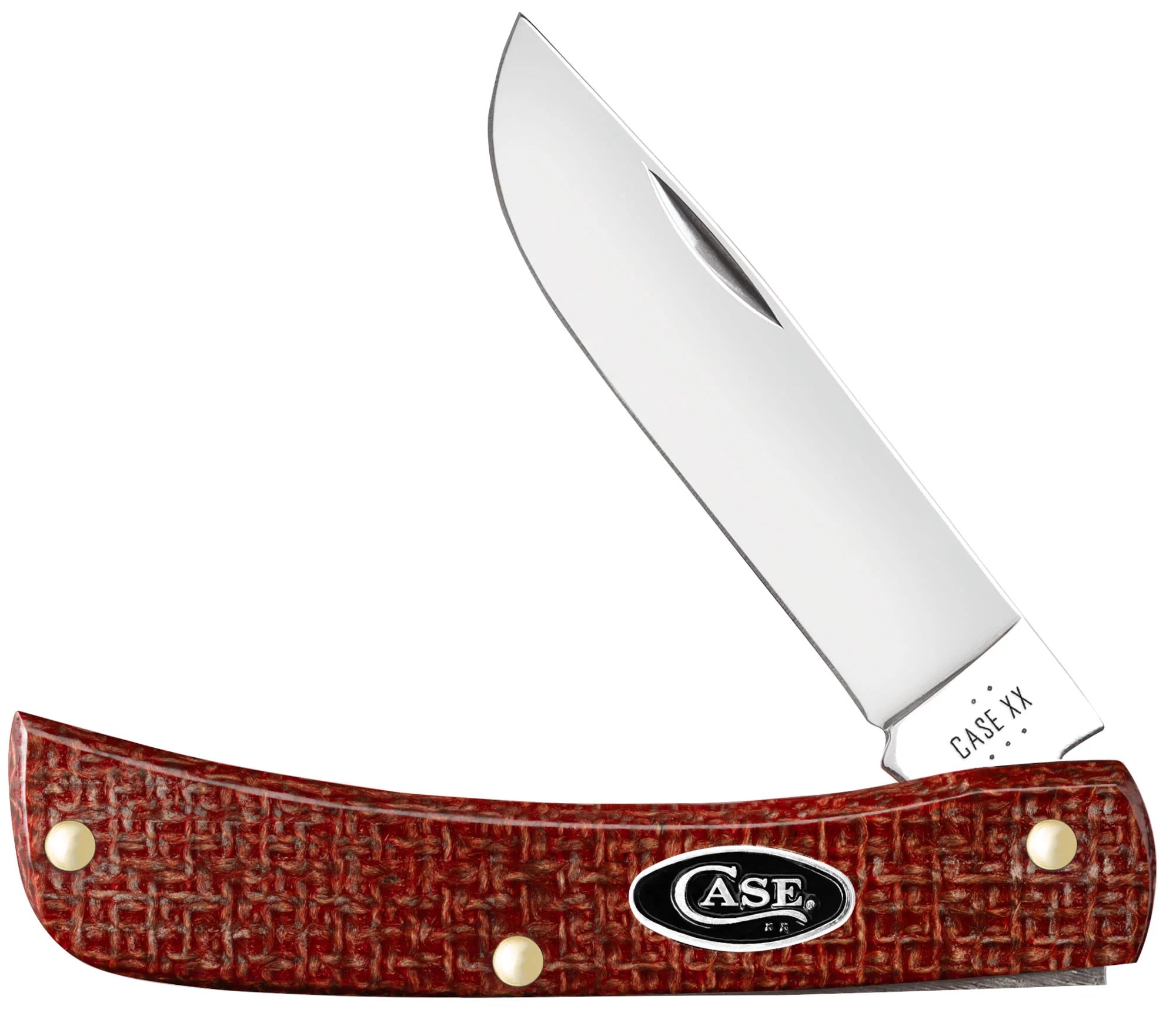 Smooth Dark Red Burlap Micarta® CS Sod Buster® Jr (12273)