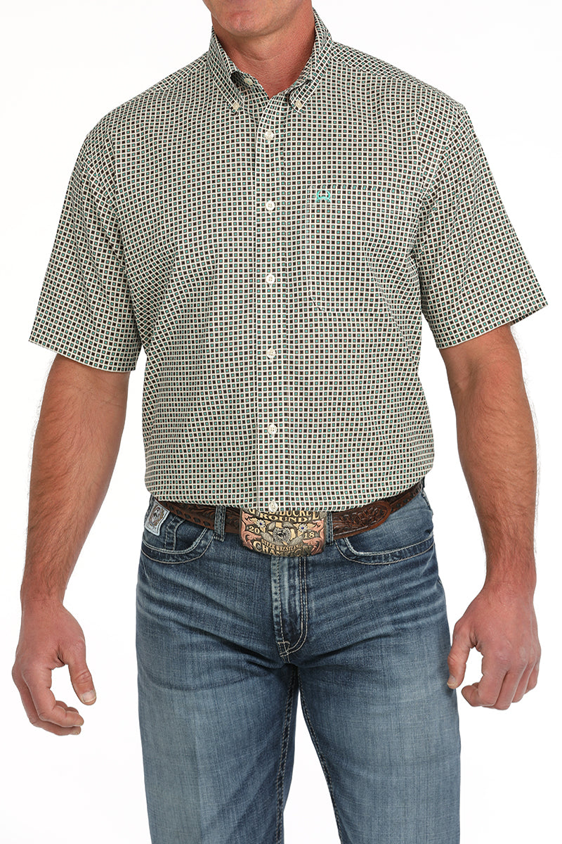 Cinch Men’s Green Patterned SS Shirt (4148)