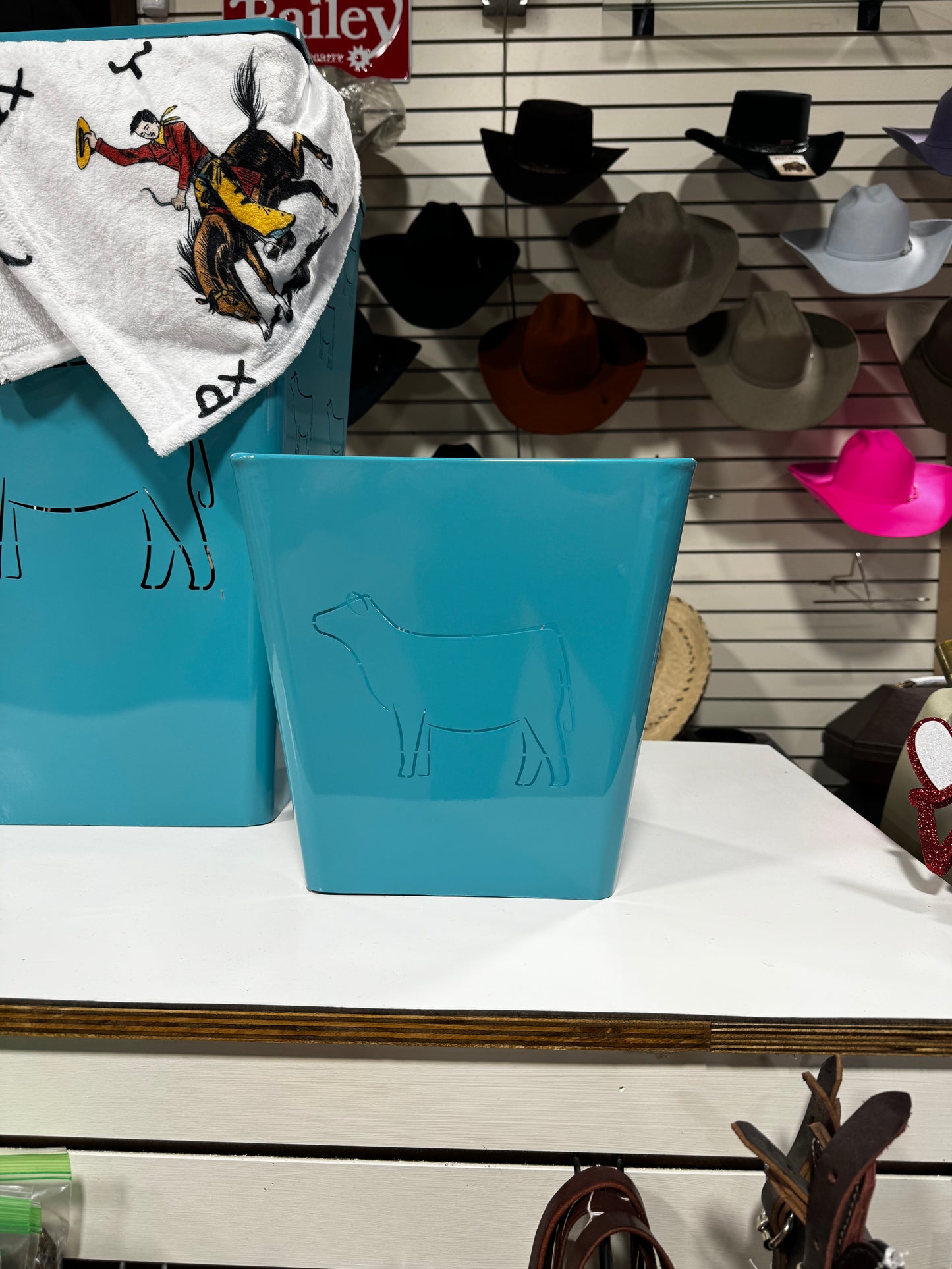 Turquoise Show Calf Trash Bin