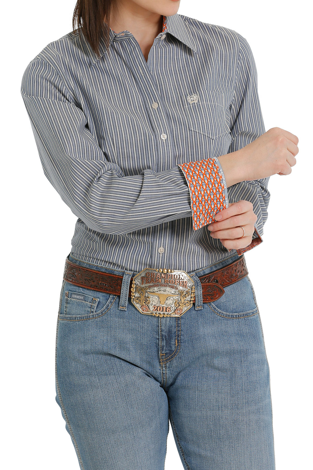 Cinch Women’s denim Blue Stripe Shirt (4196)
