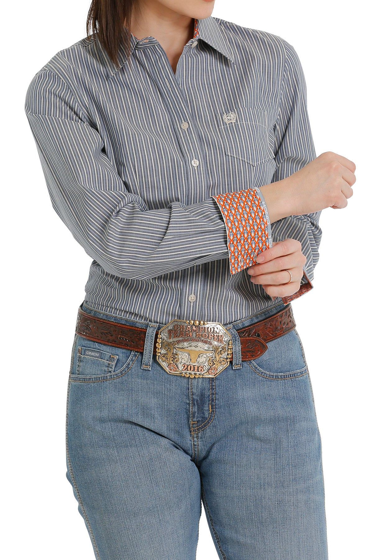 Cinch Women’s denim Blue Stripe Shirt (4196)