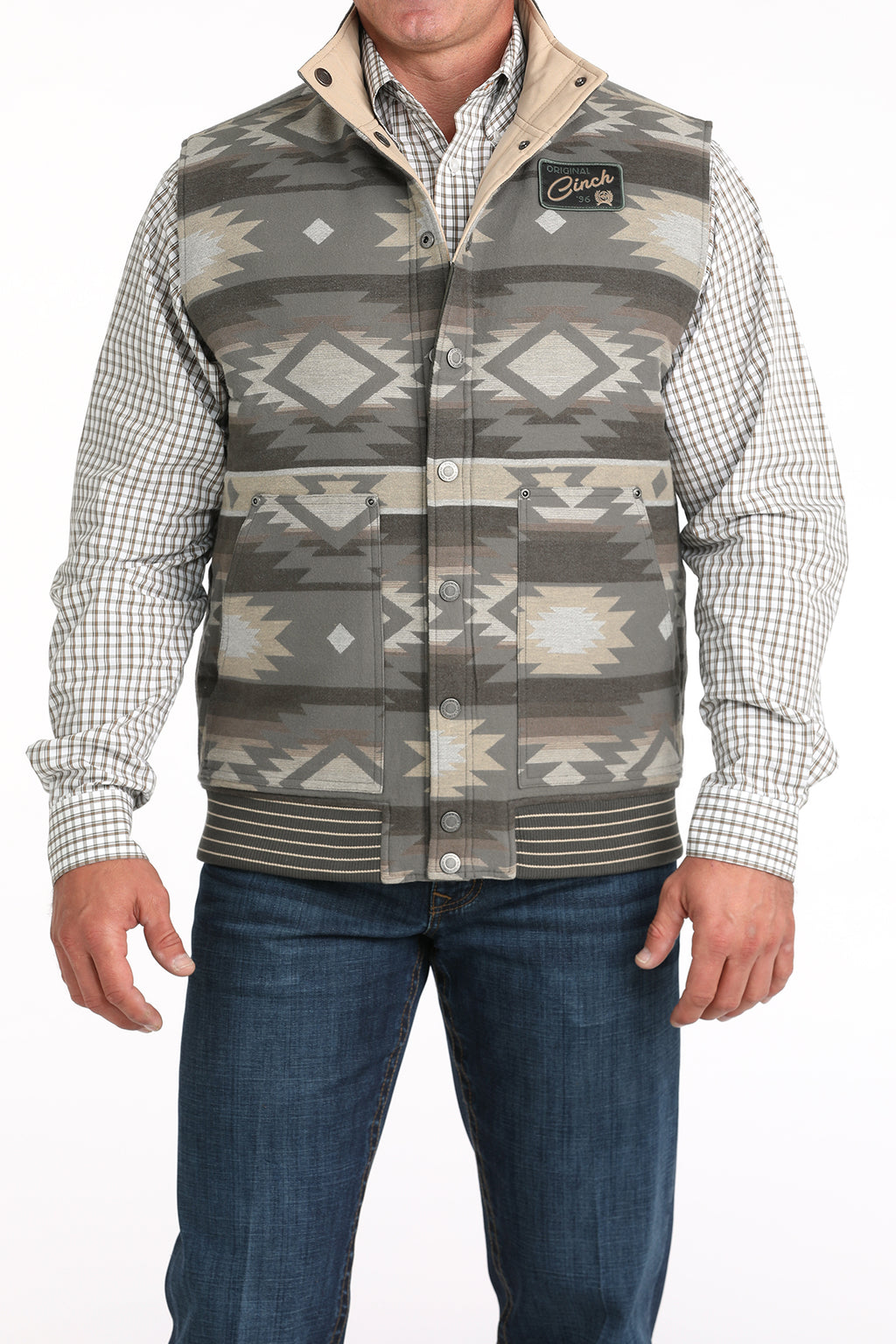 Men’s Reversible Olive/ Aztec Vest (0002)