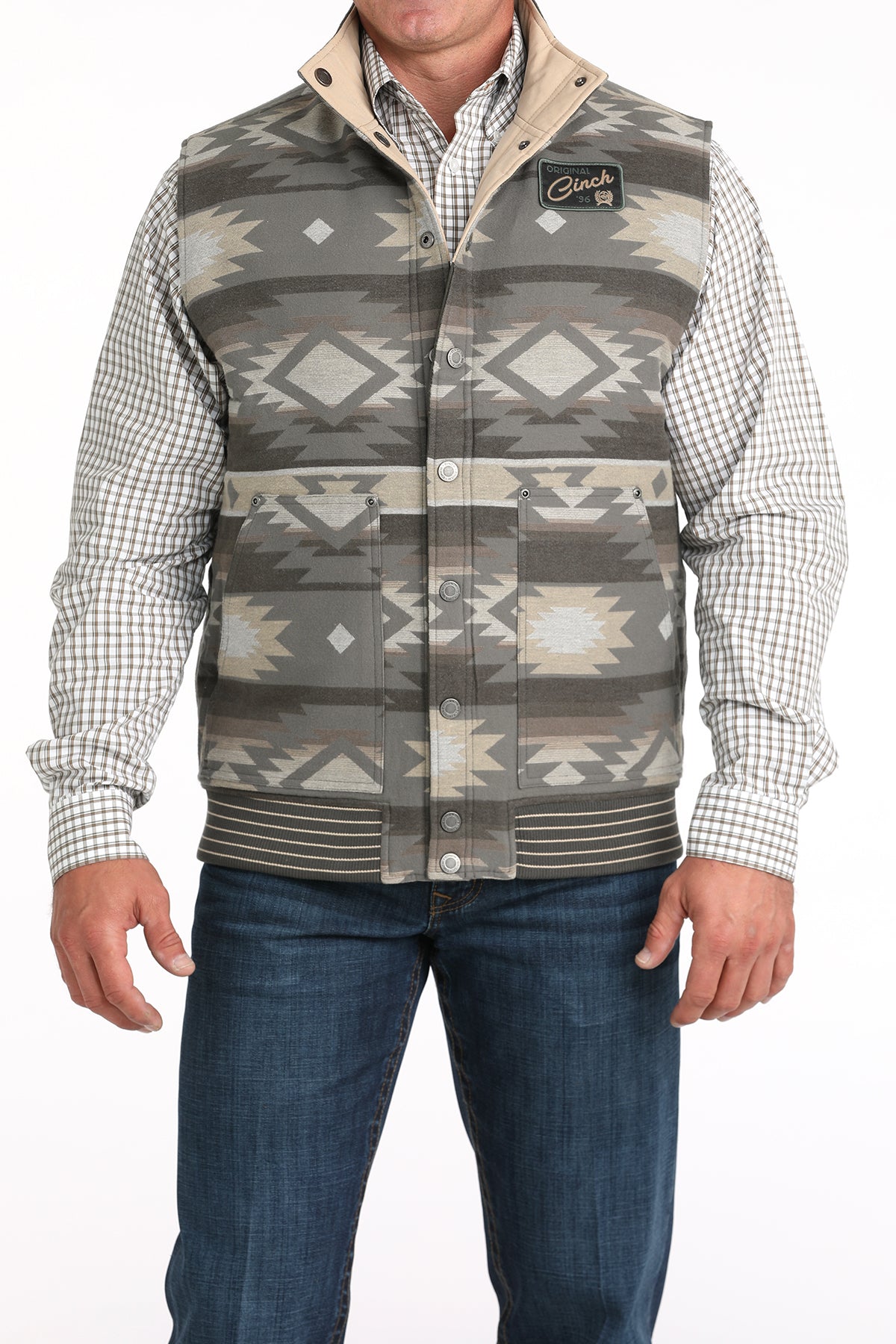 Men’s Reversible Olive/ Aztec Vest (0002)