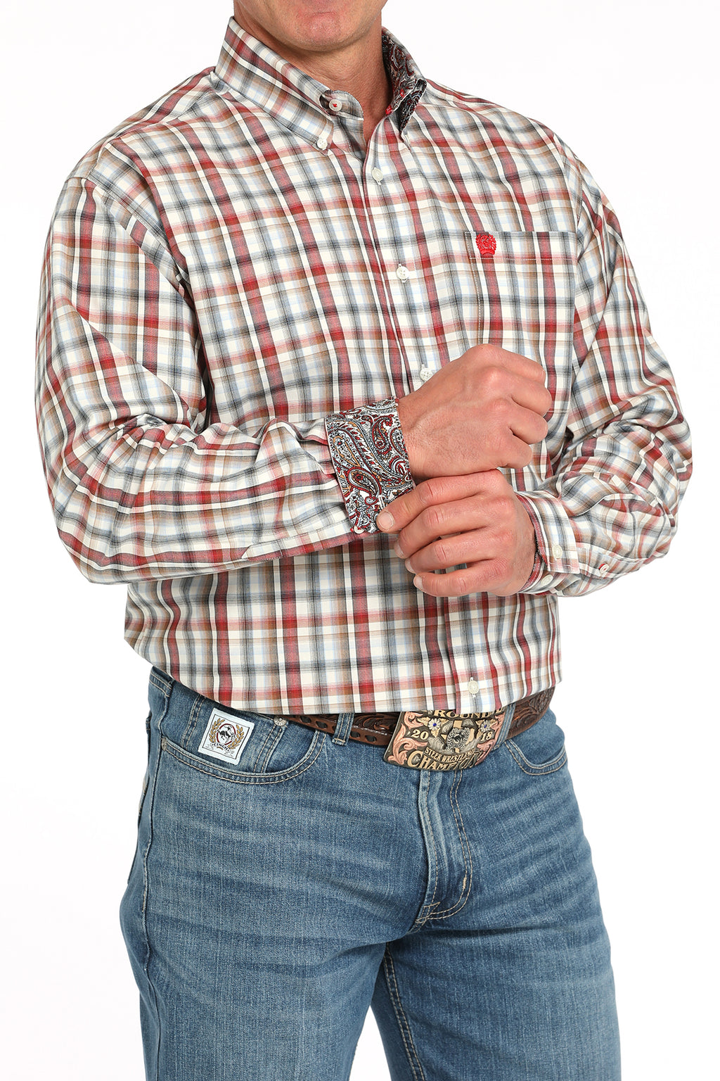 Cinch Men’s Red/Blue Plaid Shirt (5946)
