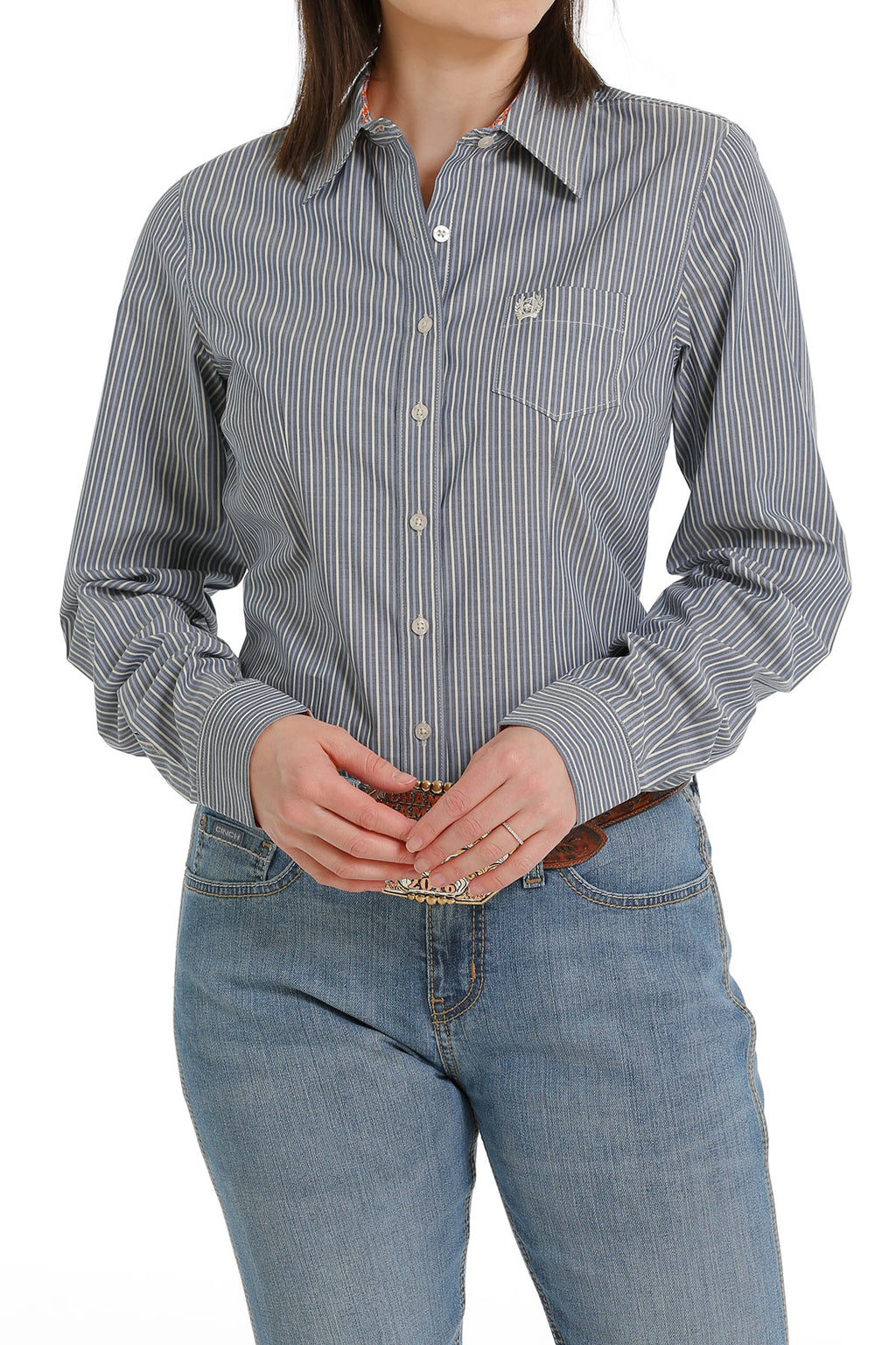 Cinch Women’s denim Blue Stripe Shirt (4196)