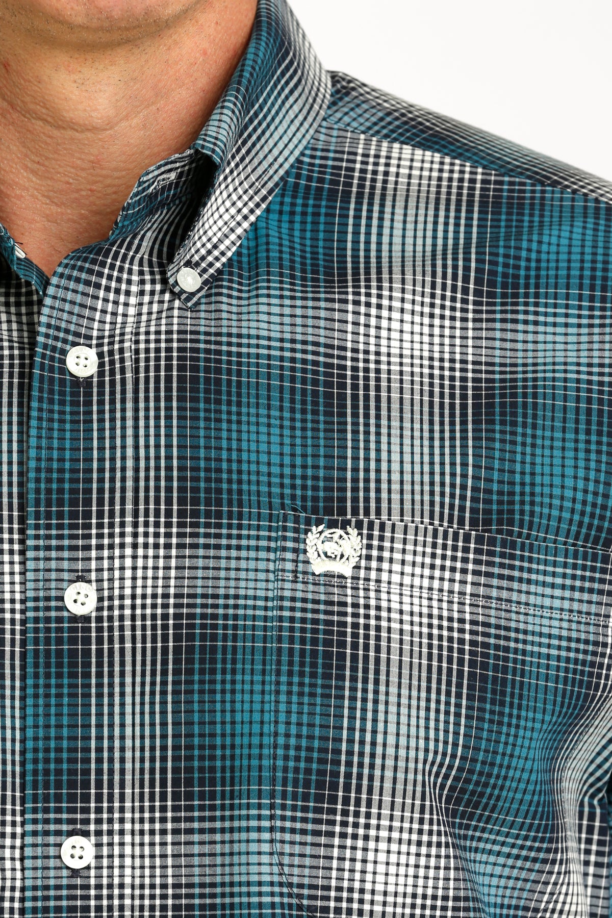 Men’s Cinch Teal Plaid SS Shirt (1463)