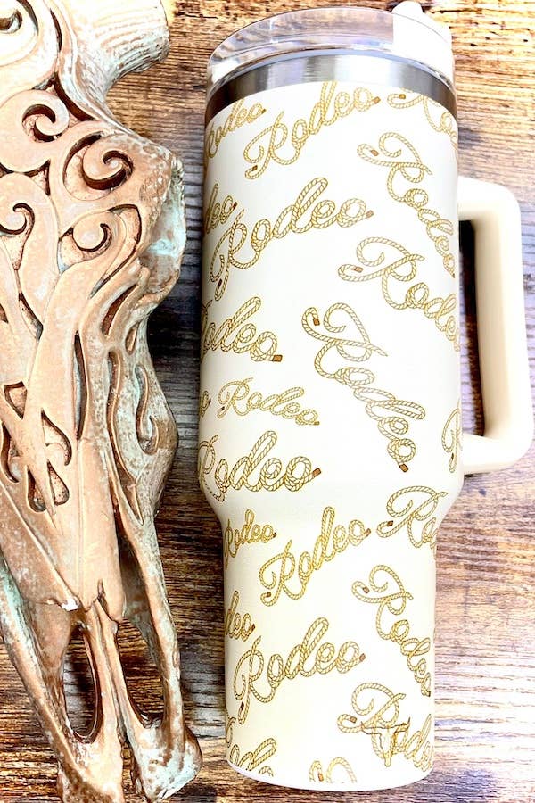 Cream Rodeo Rope Printed 40oz Tumbler