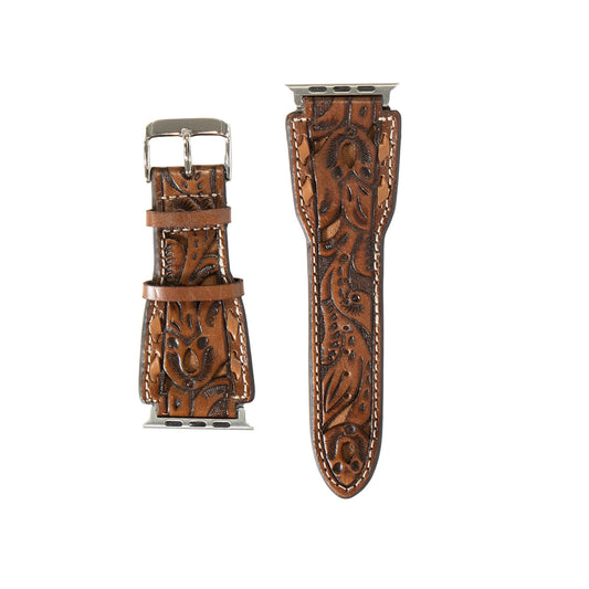 Nocona Apple Watch Tooled Leather Band