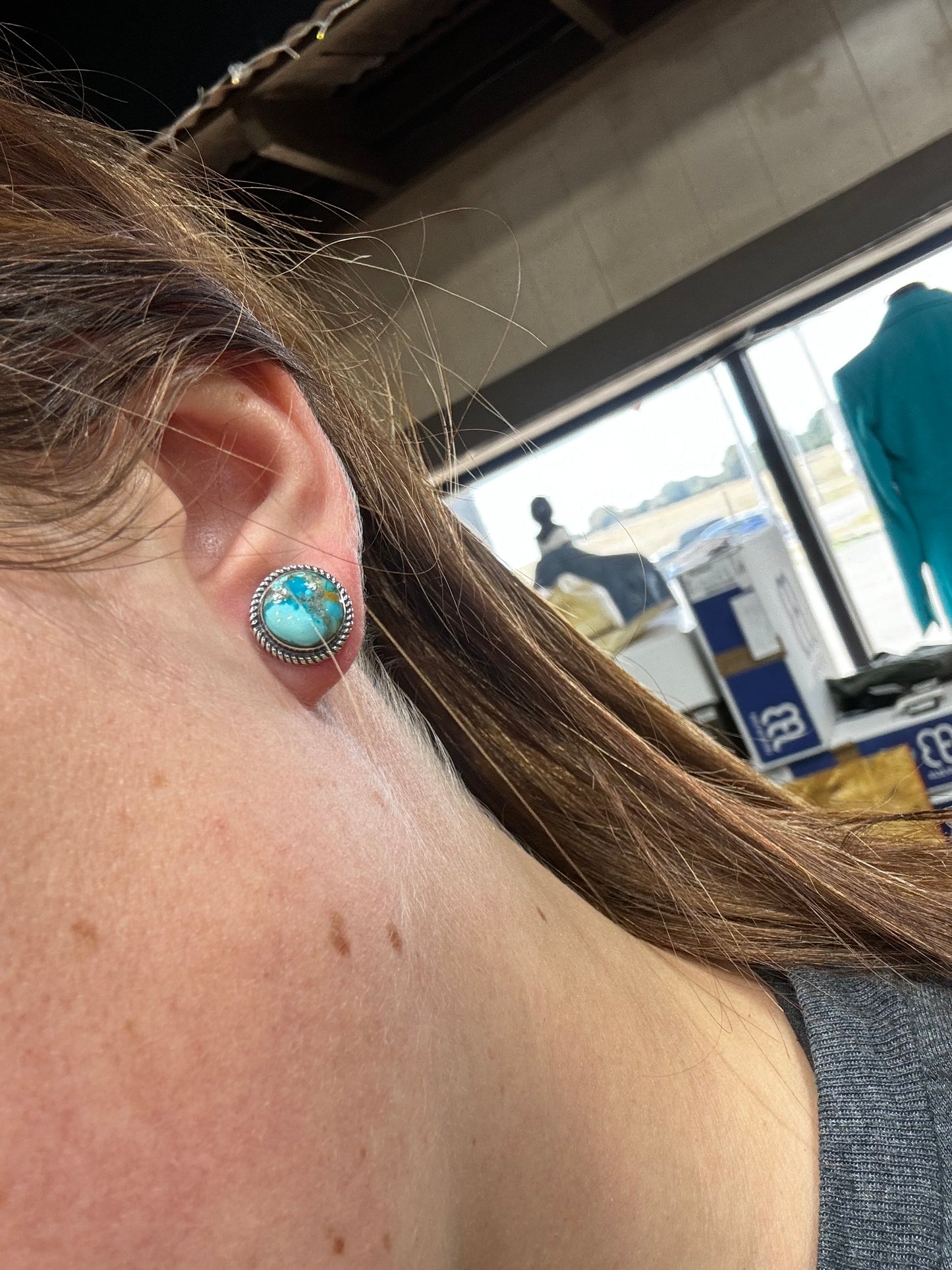 Turquoise Circle Studs