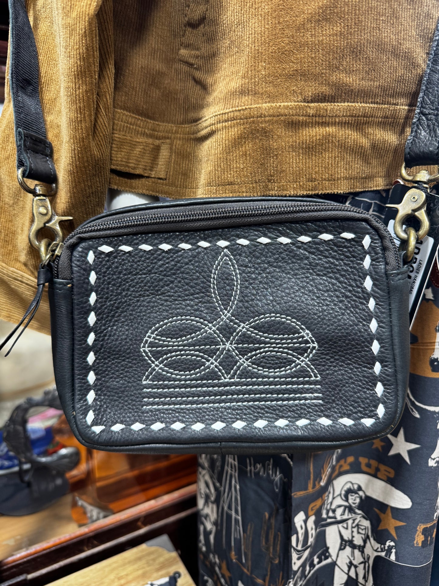 Black Boot Stitch Purse