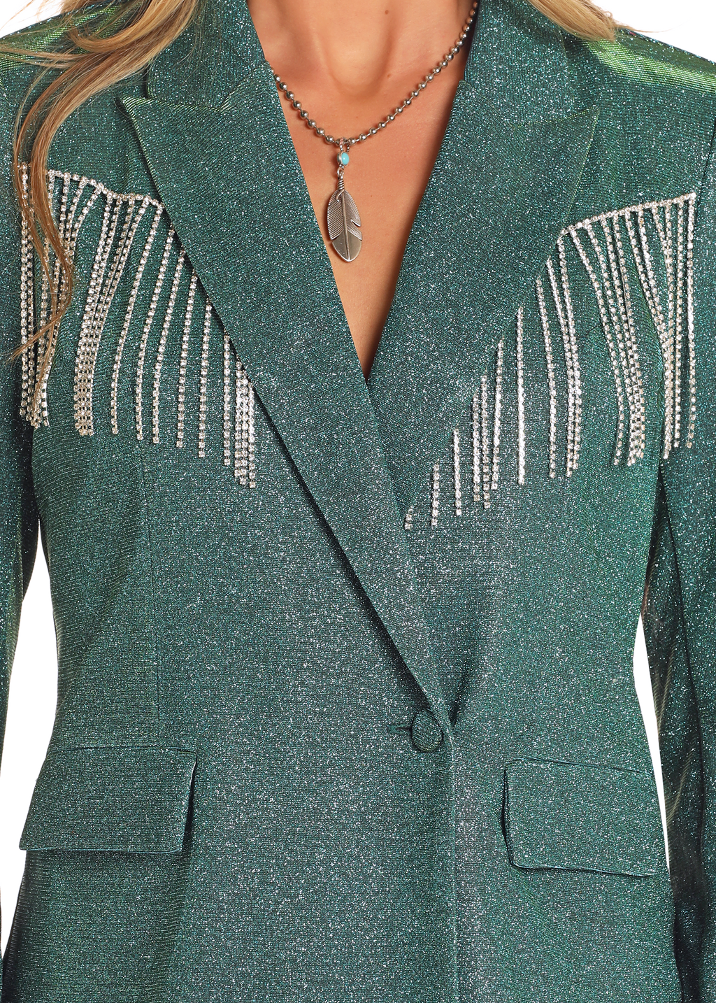 Iridescent Blazer with Fringe