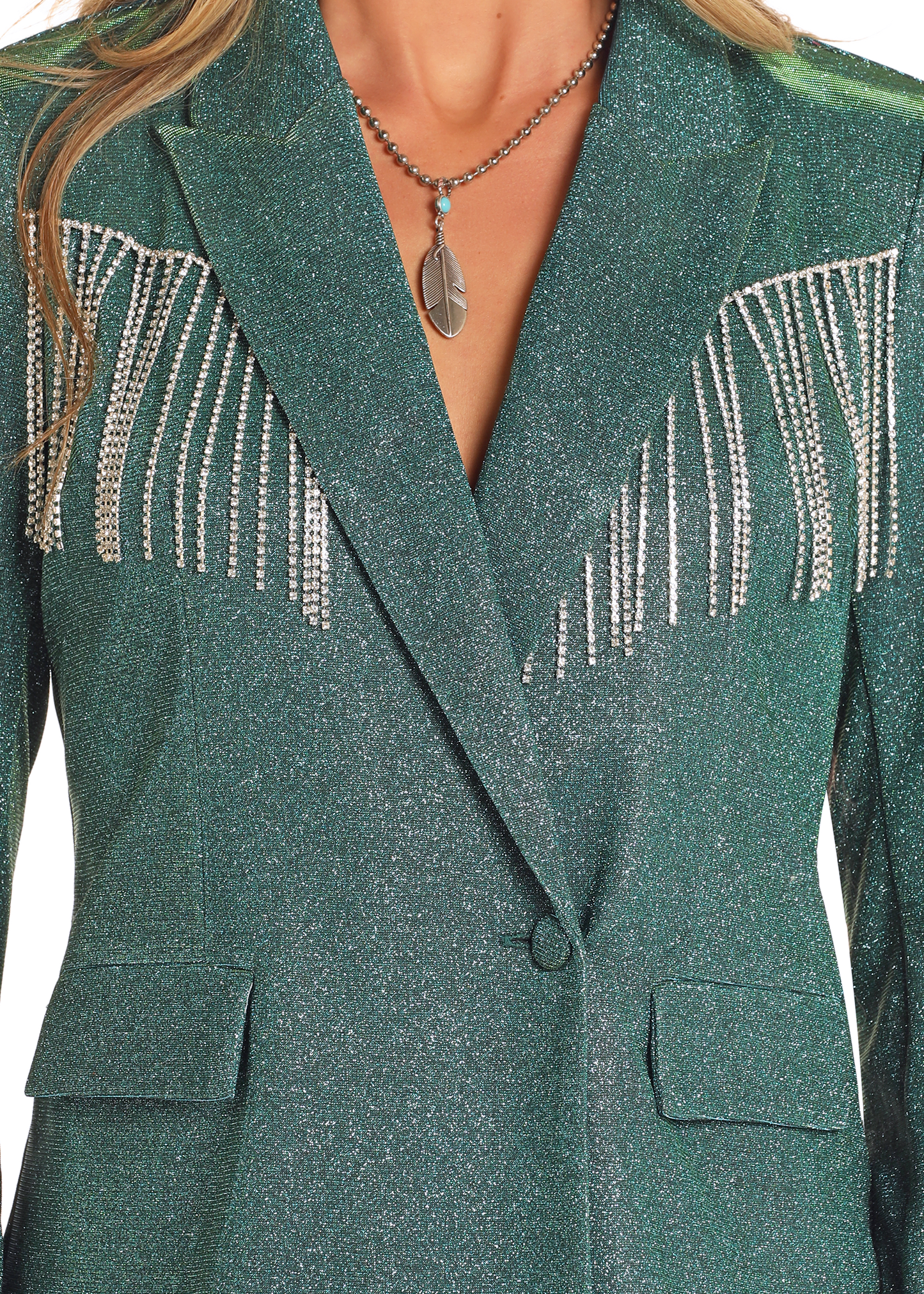 Iridescent Blazer with Fringe