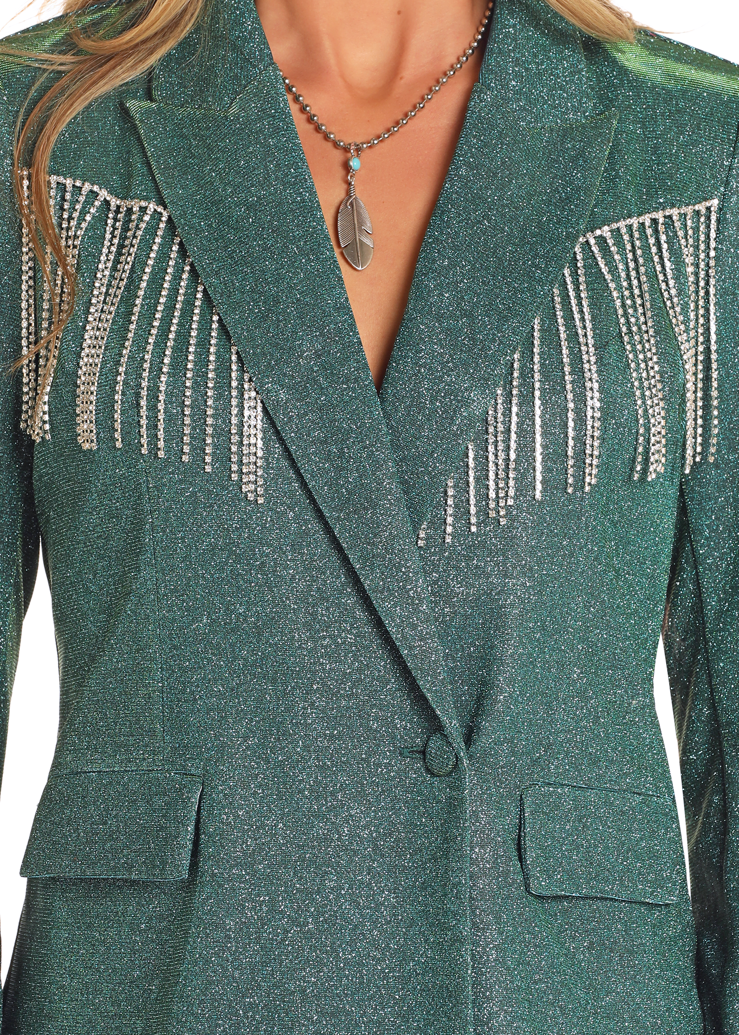 Iridescent Blazer with Fringe