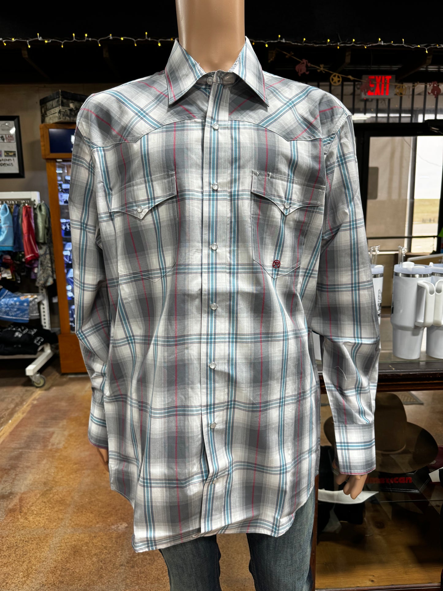 Roper Light Grey & Blue shirt (2097)