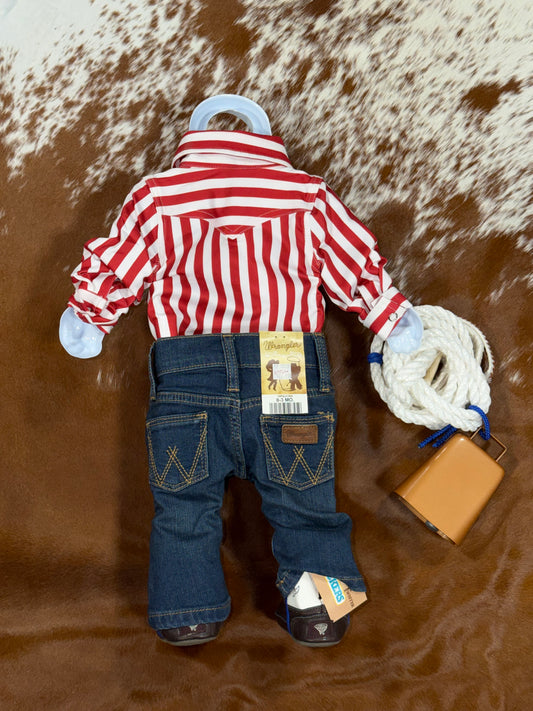 Infant Red & White Stripe Onesie