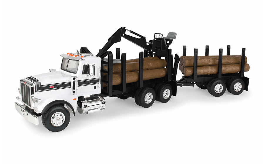 Big Farm Peterbilt 1:16 Scale Model 367 Logging Truck with Pup Trailer and Logs