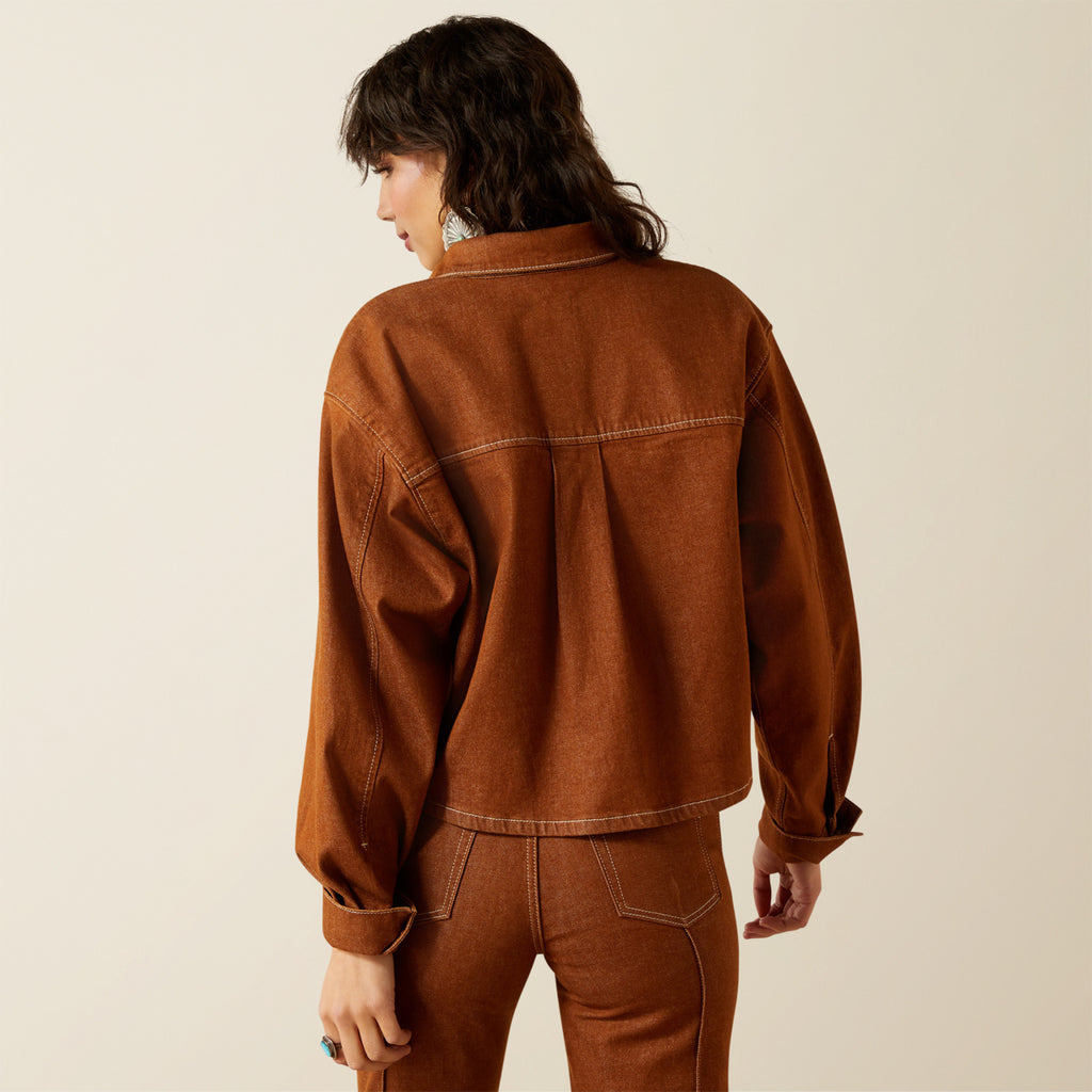 Women’s Boxy Cropped Pecan Denim Jacket