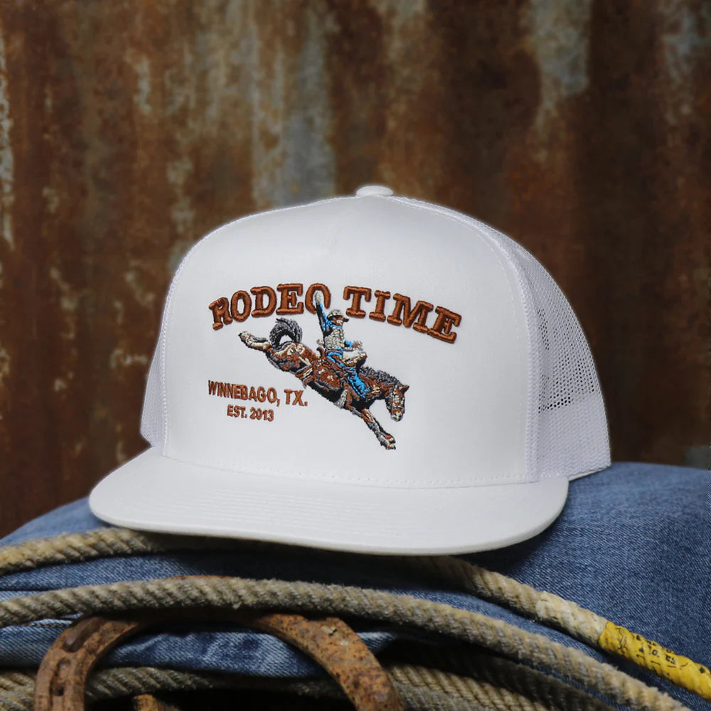 White Rodeo Time Bronc Cap