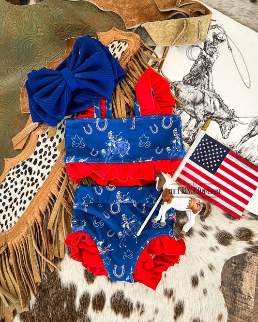 American Rodeo W/RedRuffle Two Piece Swimsuit