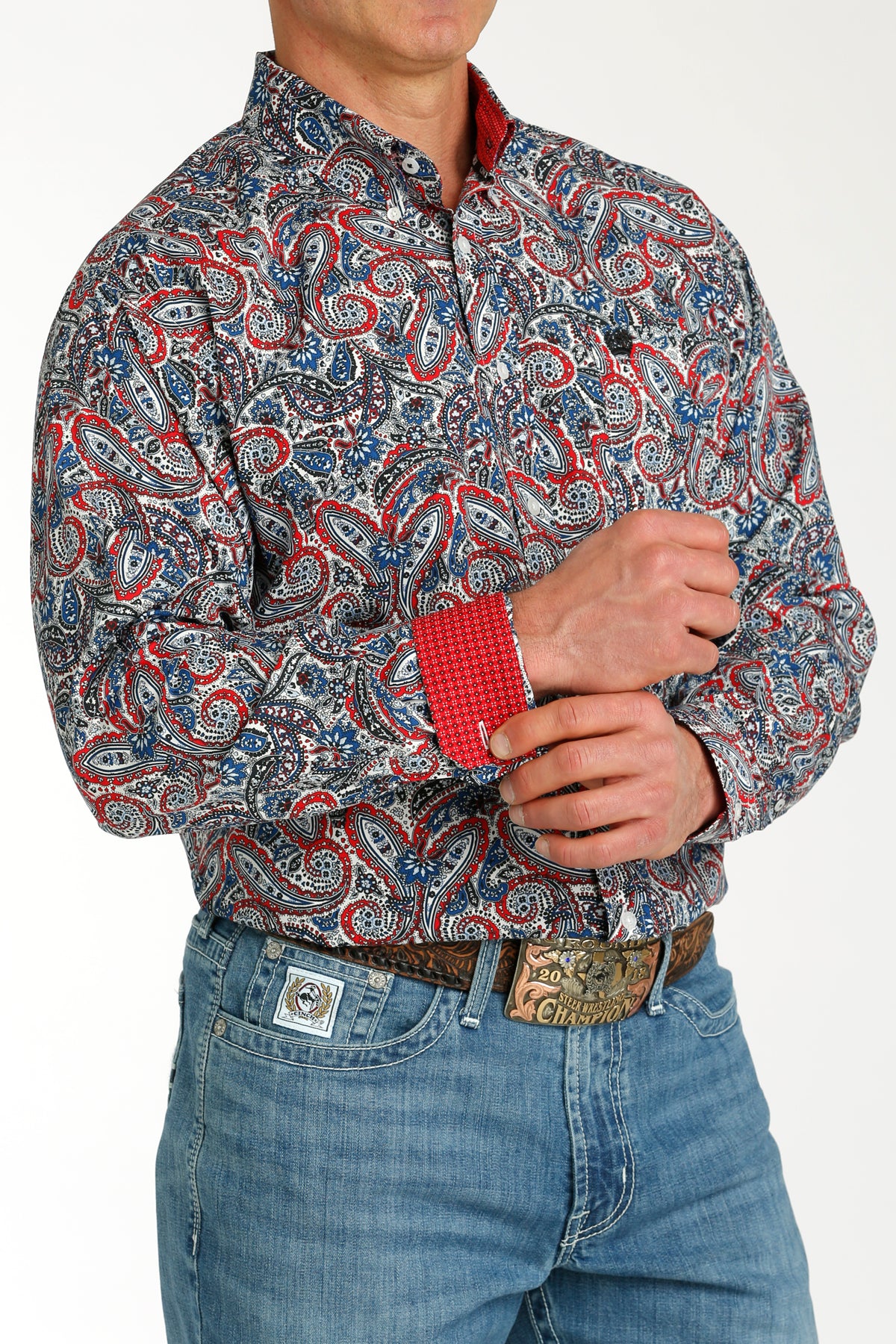 Cinch Men’s Red/White/Blue Paisley Shirt (5766)