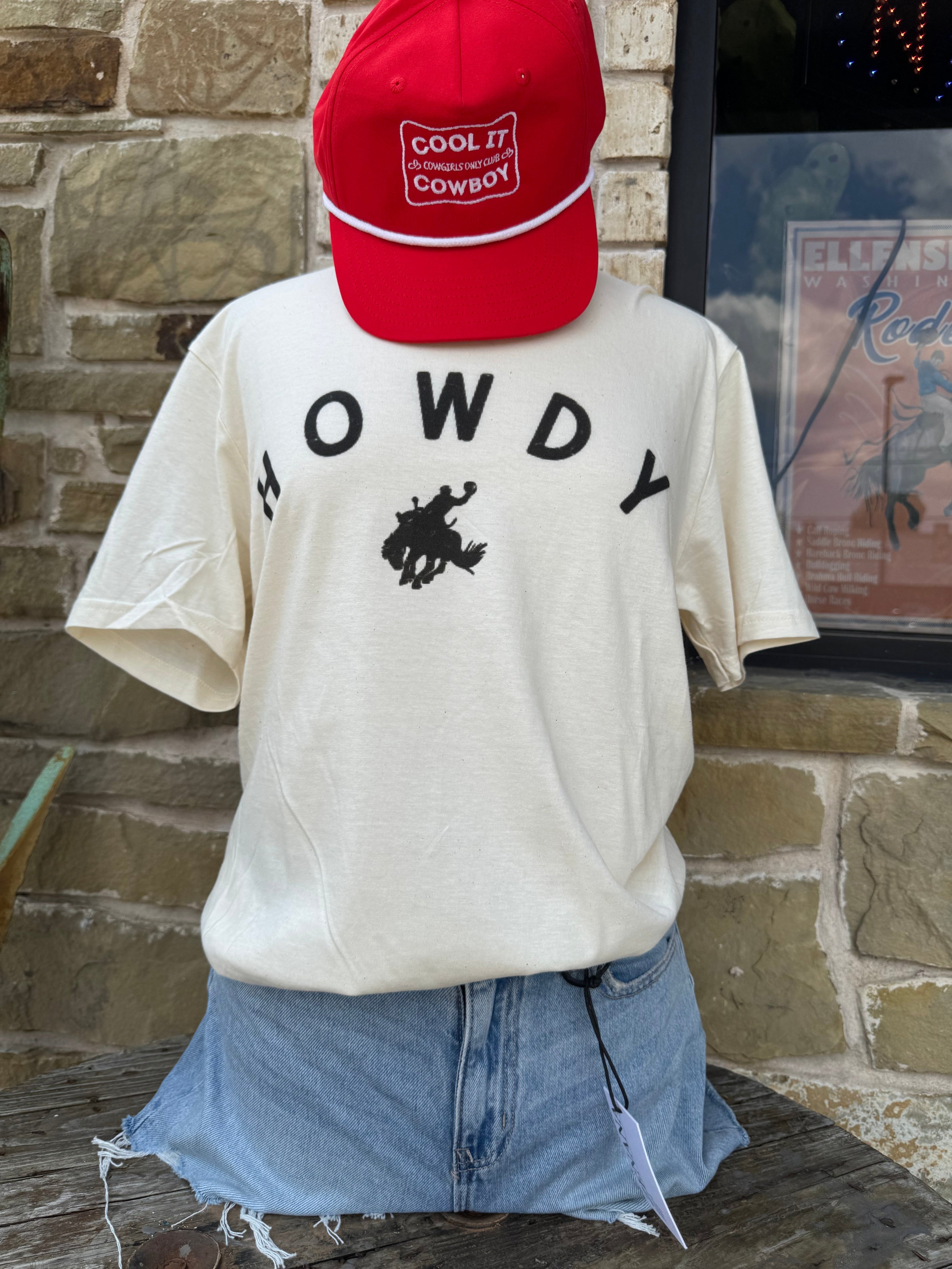 Howdy Bucker on Natural Tee