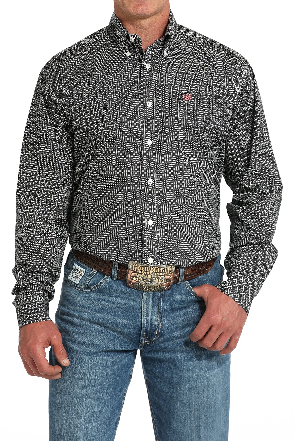 Men’s Grey Patterned LS Shirt (5914)
