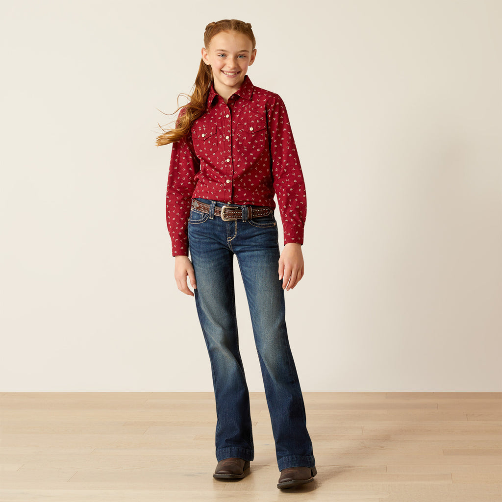 Girl’s Red Ranch LS Shirt