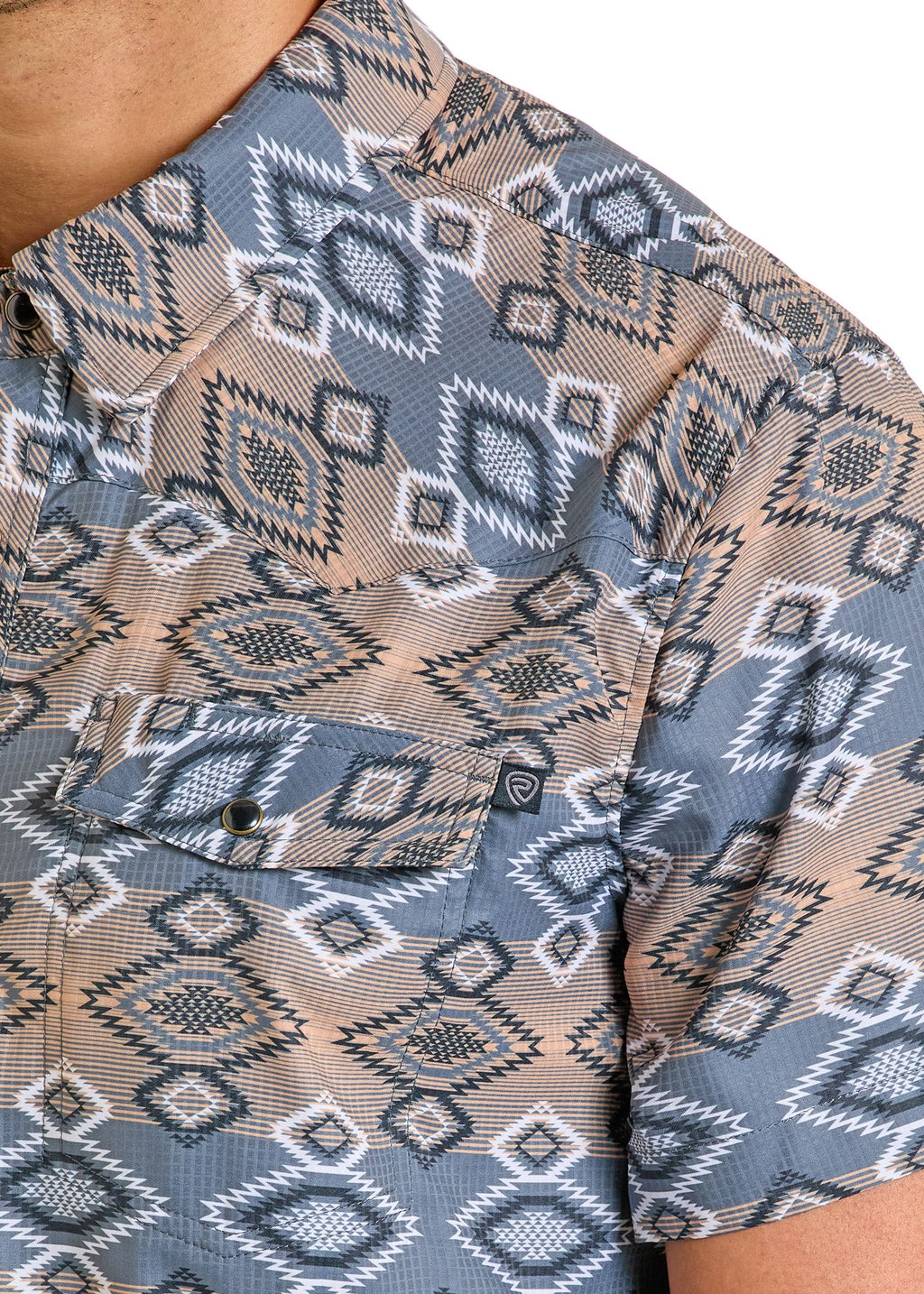 Rock & Roll Brown Aztec Short Sleeve Shirt